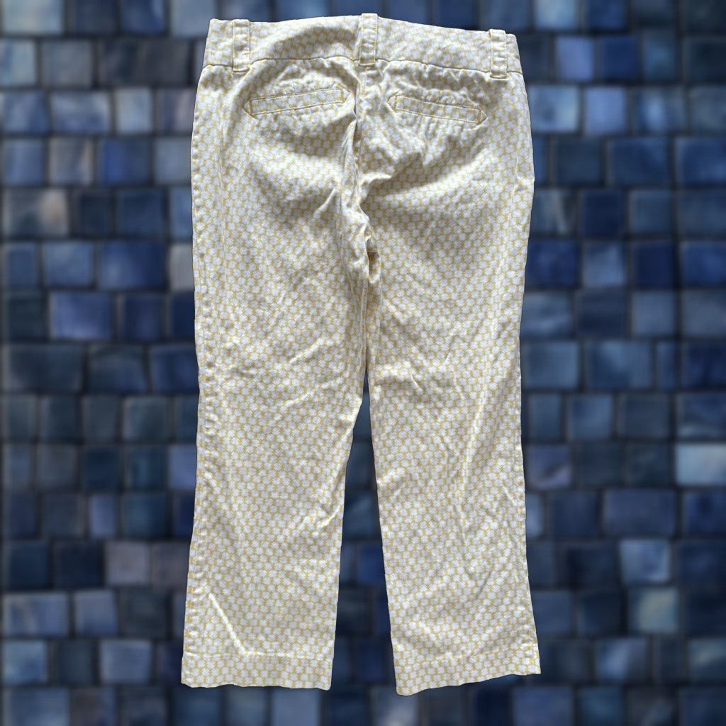 J.Crew Vtg J.Crew City Fit Straight Leg Pants Size 6 Geometric Slacks Office Career Womens Subtle Yellow Size 28" / US 6 / IT 42 - 1 Thumbnail
