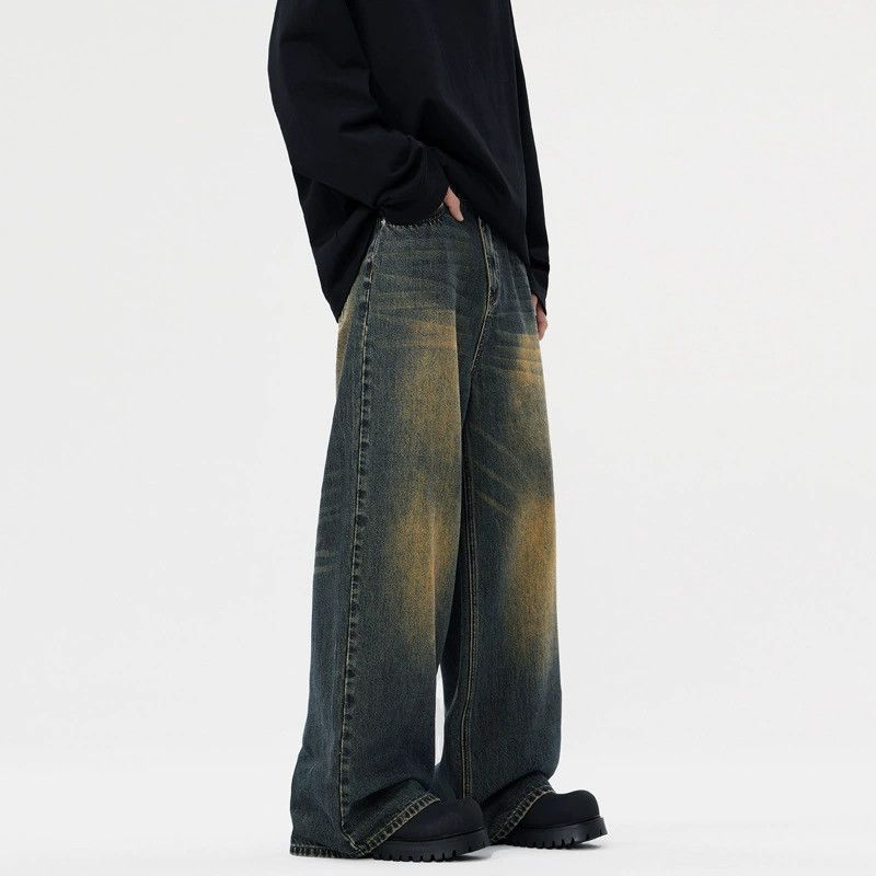 Vintage Men's loose American retro washed distressed baggy jeans Size US 32 / EU 48 - 3 Thumbnail