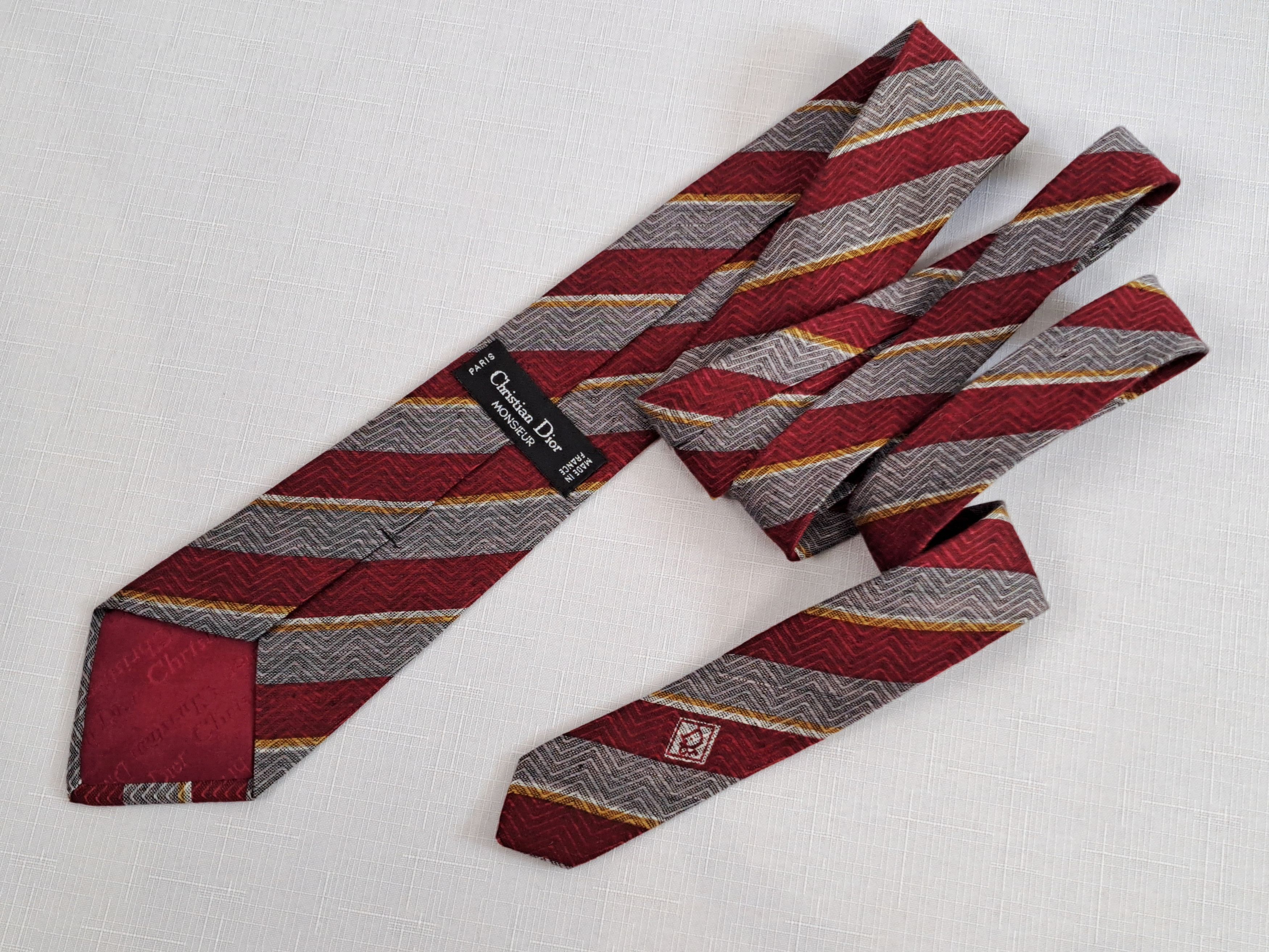 Dior × Vintage Vintage Christian Dior striped linen tie. Size ONE SIZE - 7 Thumbnail