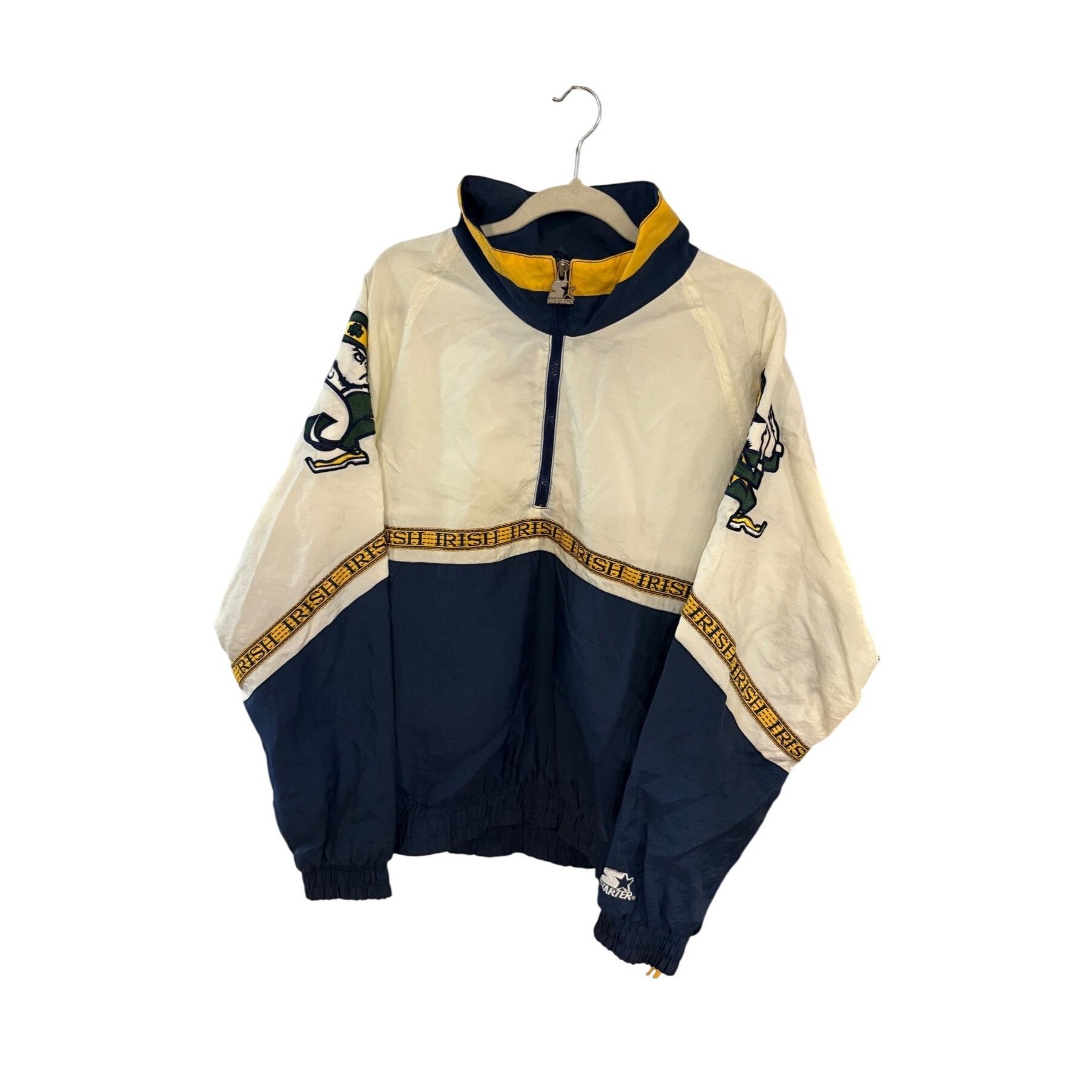 Starter Vintage 90s Starter Notre Dame Fighting Irish 1/4 Zip Windbr Size US L / EU 52-54 / 3 - 4 Thumbnail