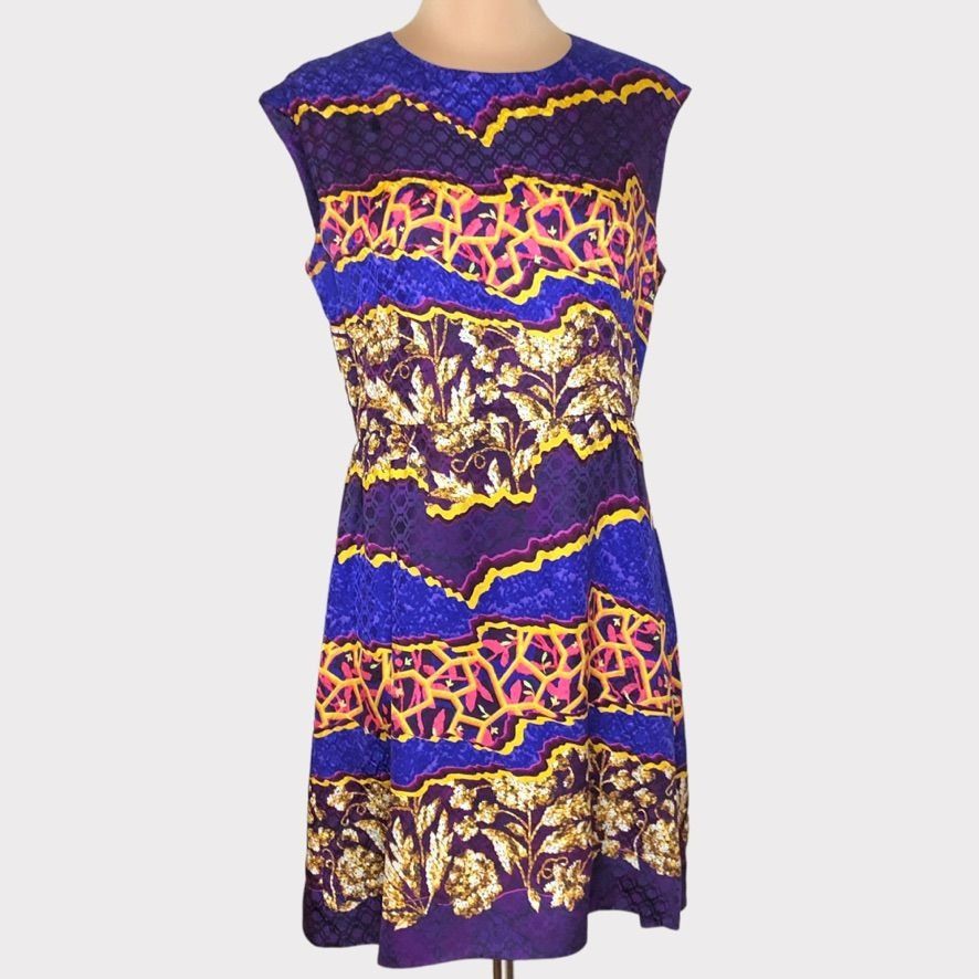 Peter Pilotto Peter Pilotto Sleeveless Dress 10 Silk Purple Gold Pink Abst Size L / US 10 / IT 46 - 3 Thumbnail