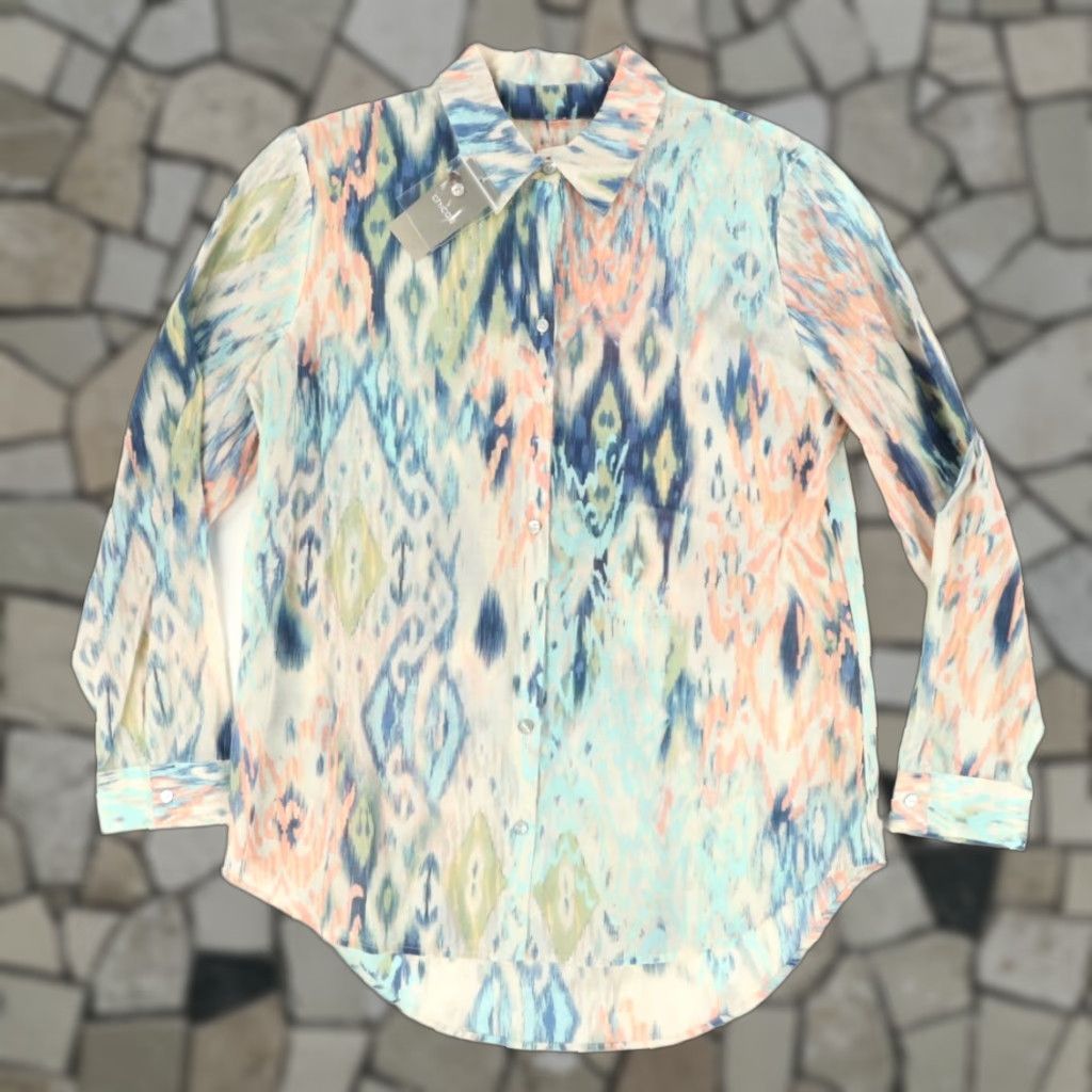 Vintage Chicos Viola Top LS Woven Pattern Sweet Mint Button Up Shirt Women's 1 Size XS / US 0-2 / IT 36-38 - 1 Thumbnail