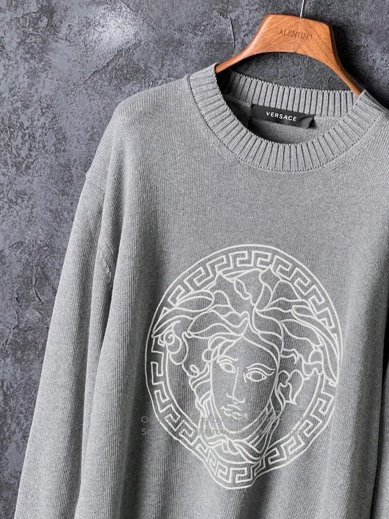 Versace Versace Medusa back pattern embroidered cotton sweater Size US L / EU 52-54 / 3 - 5 Thumbnail