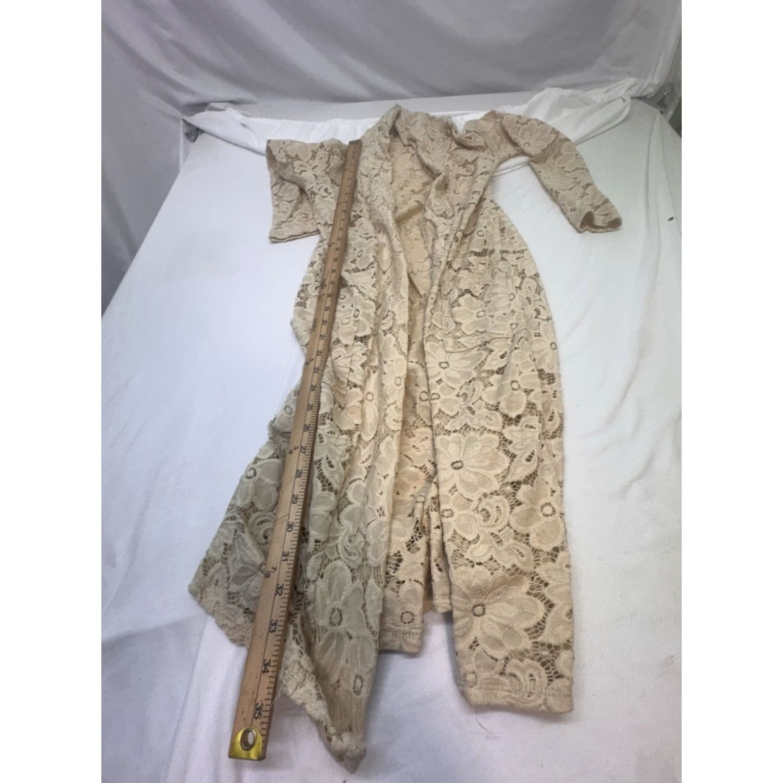 PrettyLittleThing Pretty young Thing White Kimono Duster Size 4 Boho Hippie Flora Lacs Size S / US 4 / IT 40 - 4 Thumbnail