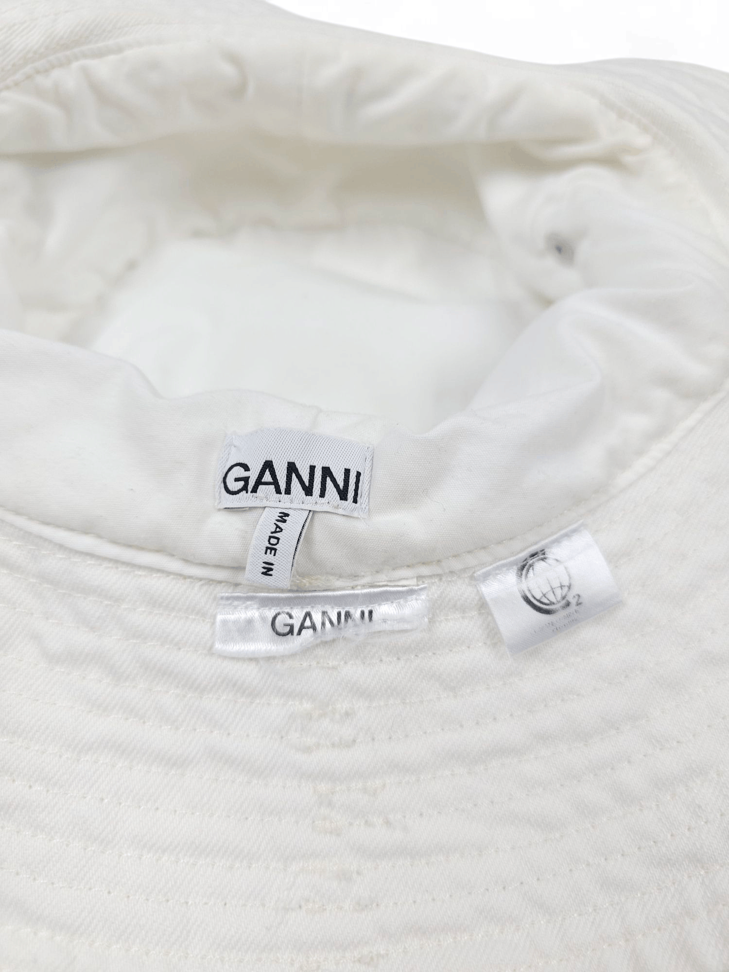 Ganni 💎 Ganni Pastel Light White Bucket Hat Luxury Designer Size ONE SIZE - 6 Thumbnail