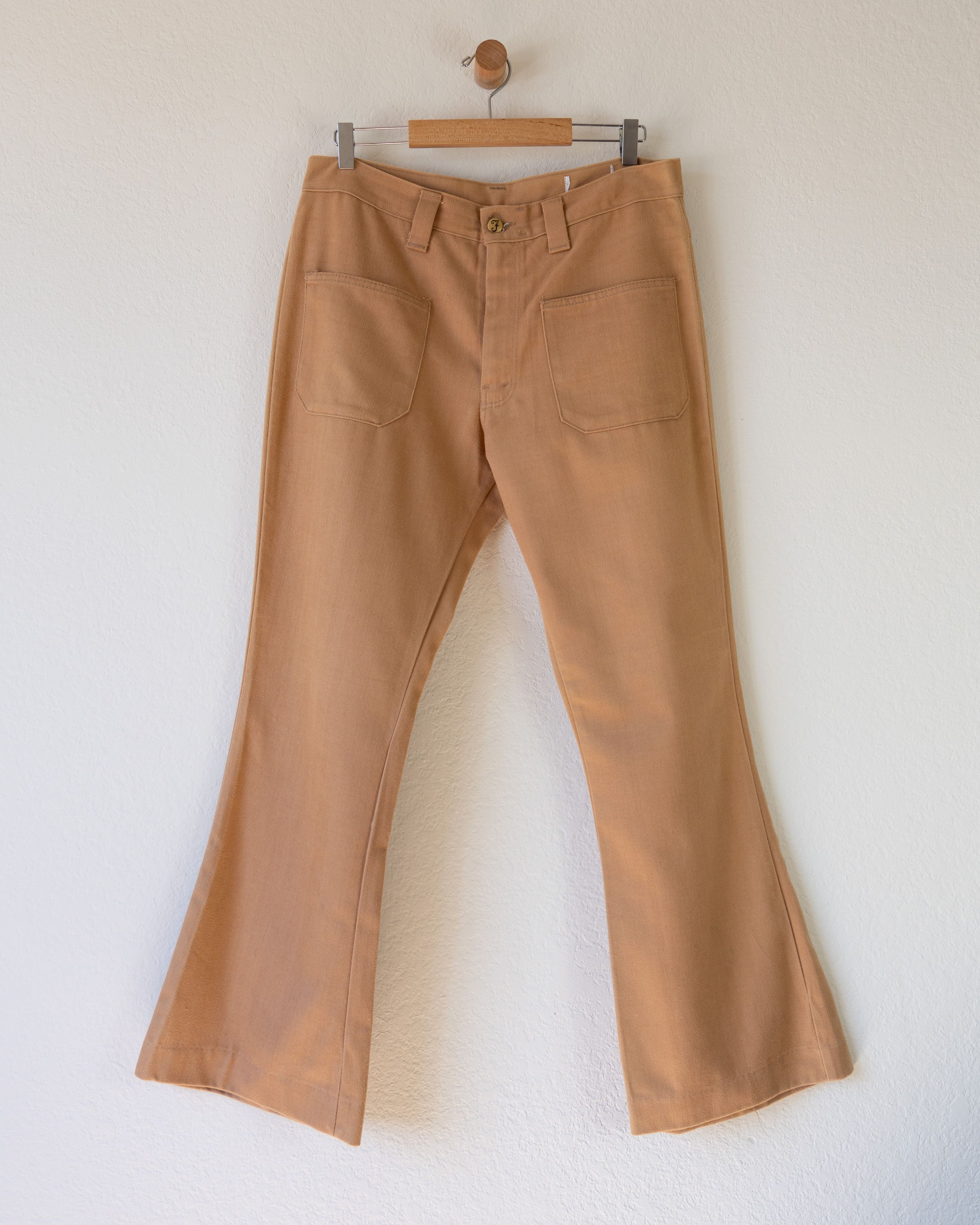 image of Made In USA x Vintage 1970S Deadstock Farah Flare Bell Bottom Trouser Pants in Tan, Men's (Size 34)