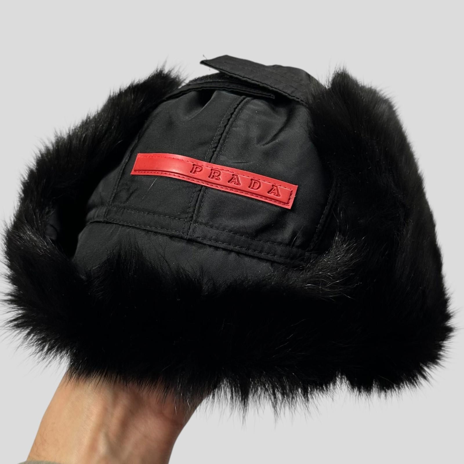 Prada Prada Sport AW99 Goat Fur Nylon Canvas Trapper Hat - L (M) Size ONE SIZE - 3 Thumbnail