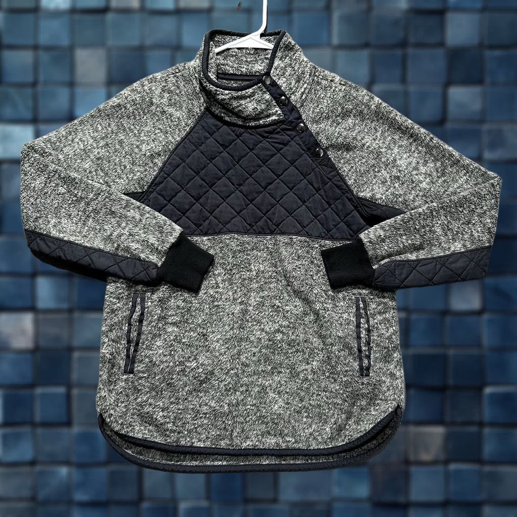 Abercrombie & Fitch Abercrombie & Fitch Quilted Asymmetric Snap Button Fleece Pullover Womens Medium Size M / US 6-8 / IT 42-44 - 1 Thumbnail