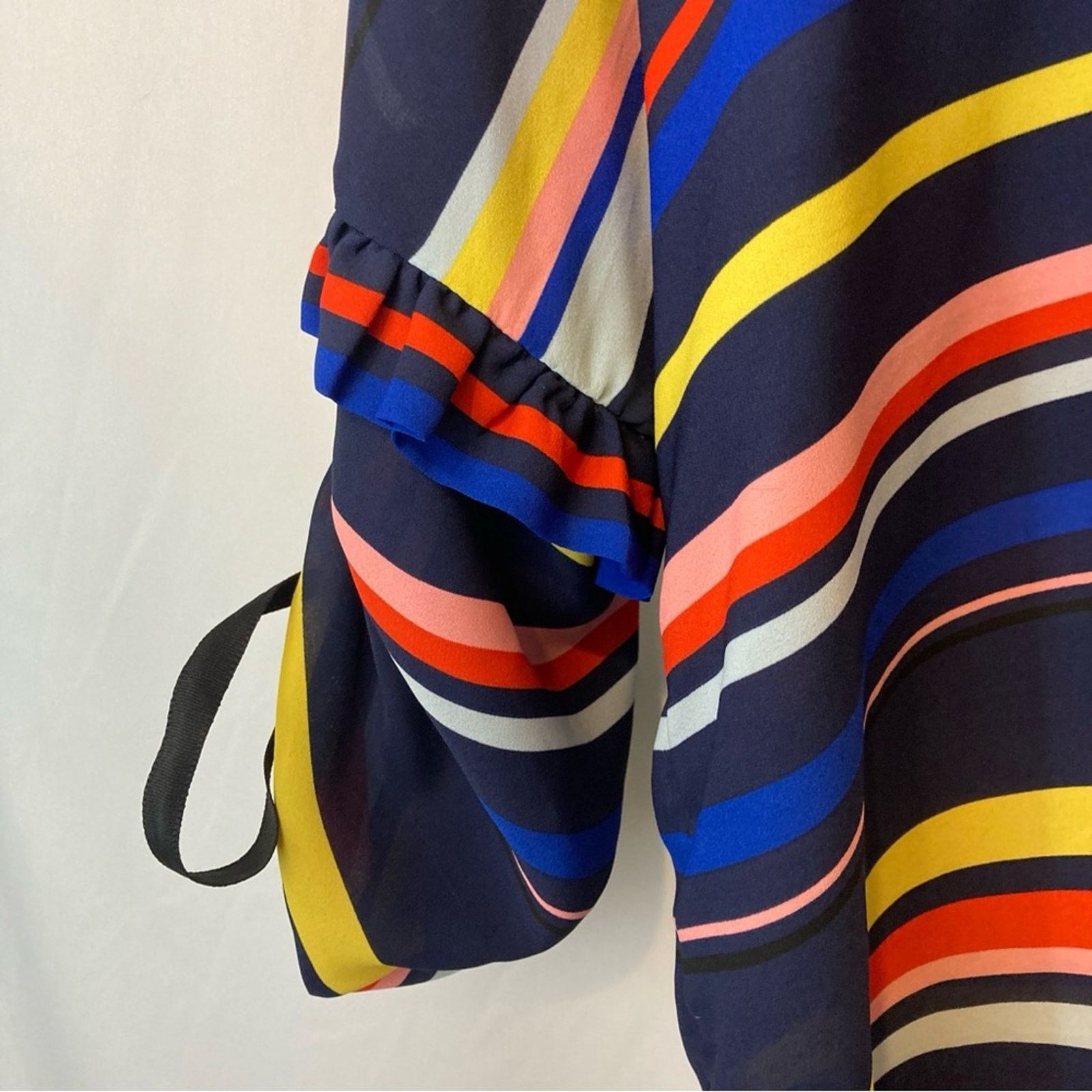 Other Halogen Rainbow Striped Lightweight Blue V-Neck Blouse Top Size S / US 4 / IT 40 - 5 Thumbnail