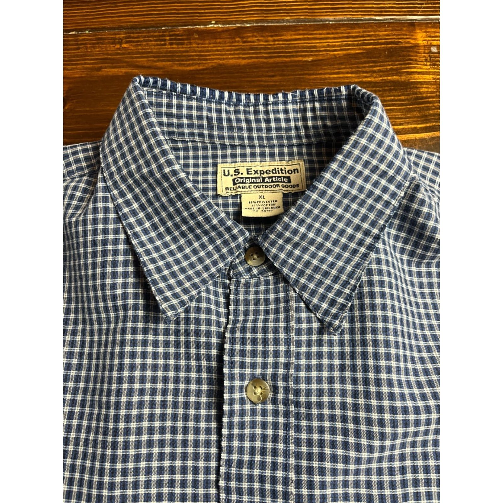 Vintage U.S. Expedition Shirt, Men's XL, Button Up, Plaid, Long Sleeve, Collared, Black Blue Gray, Casual, Fall Spring Summer, Regular, Men Size US XL / EU 56 / 4 - 4 Thumbnail