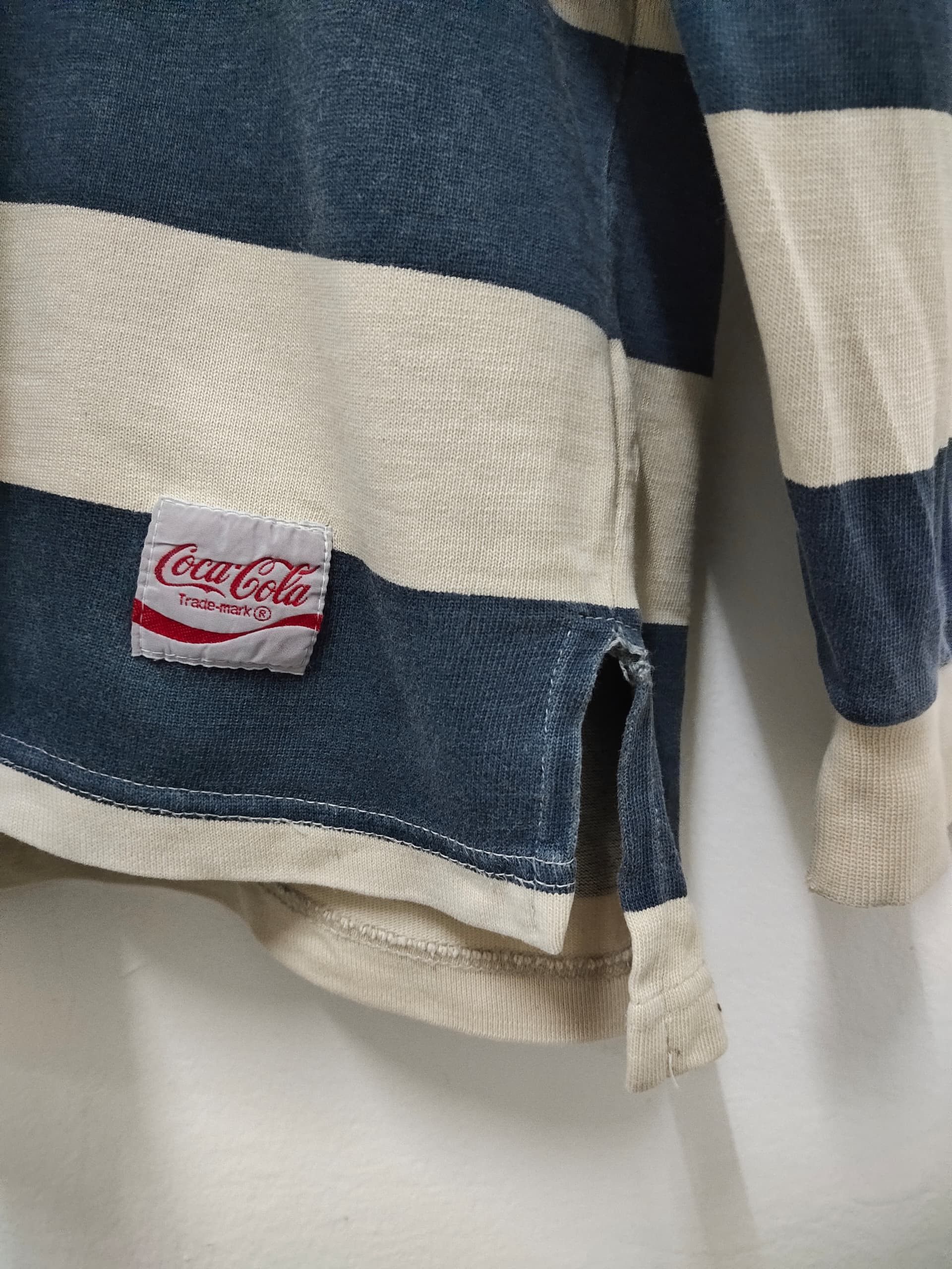 Coca Cola Vintage 90s Coca cola distressed Stripe polo rugby shirt Size US L / EU 52-54 / 3 - 2 Thumbnail