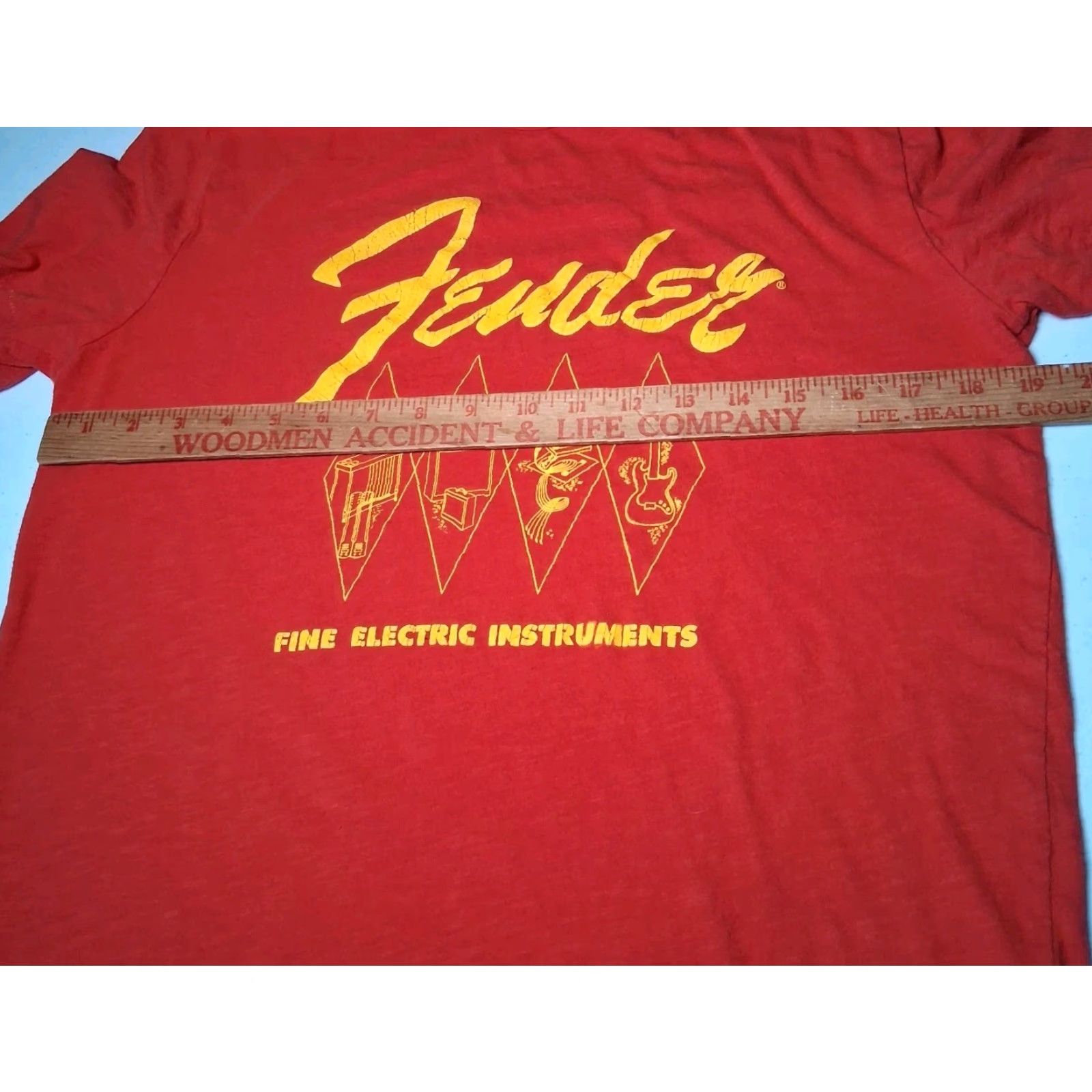 Lucky Brand Lucky Brand Fender Shirt T-Shirt Crew Neck Short Sleeve Red Cotton Graphic Music Guitar Amps Strings Distressed Mens M Size US M / EU 48-50 / 2 - 3 Thumbnail
