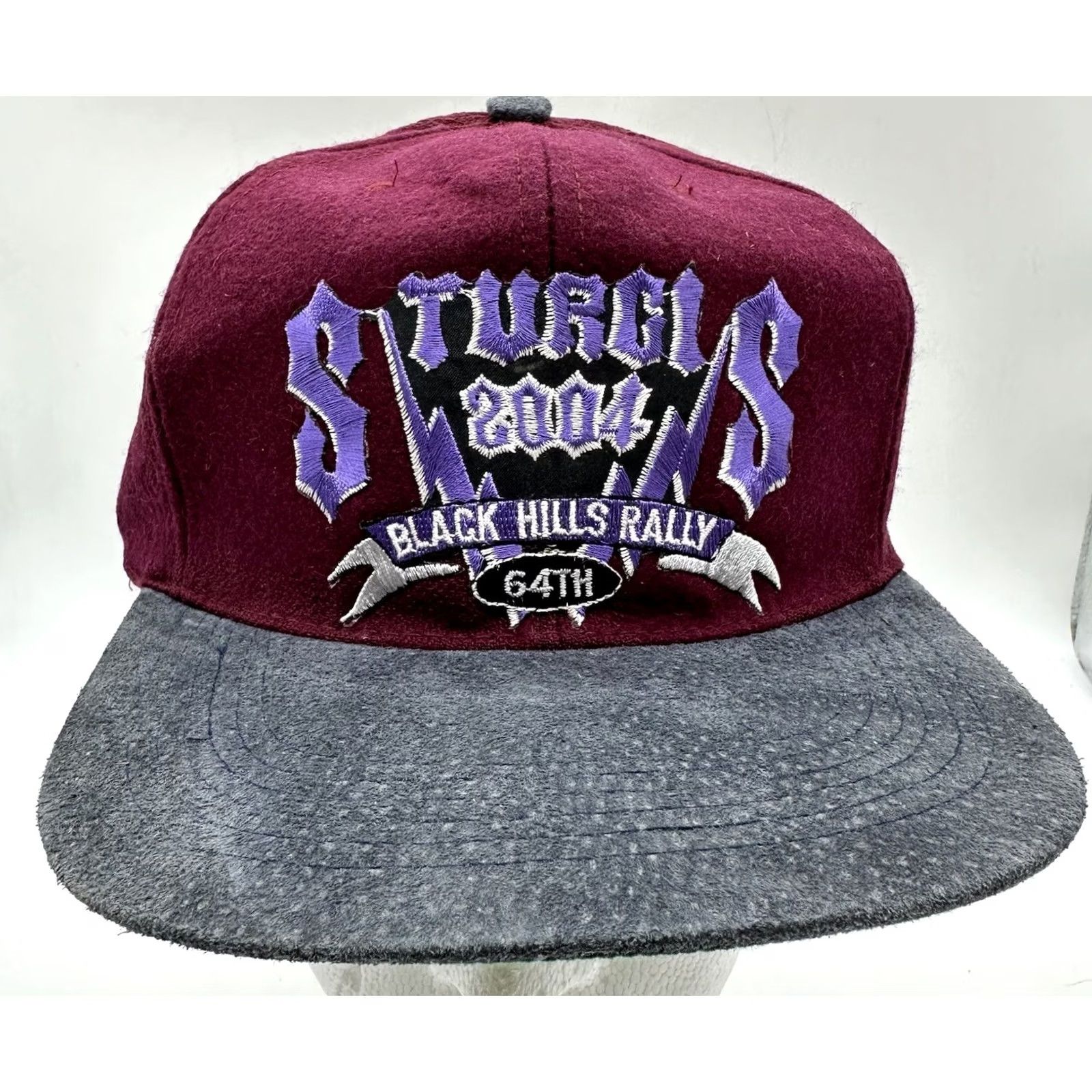 Vintage VINTAGE Cameo Sturgis 2004 Adjustable Burgundy Hat Cap 64th Annual Black Hills Rally Hat Unisex Adults Adjustable Wool Blend Size ONE SIZE - 2 Thumbnail
