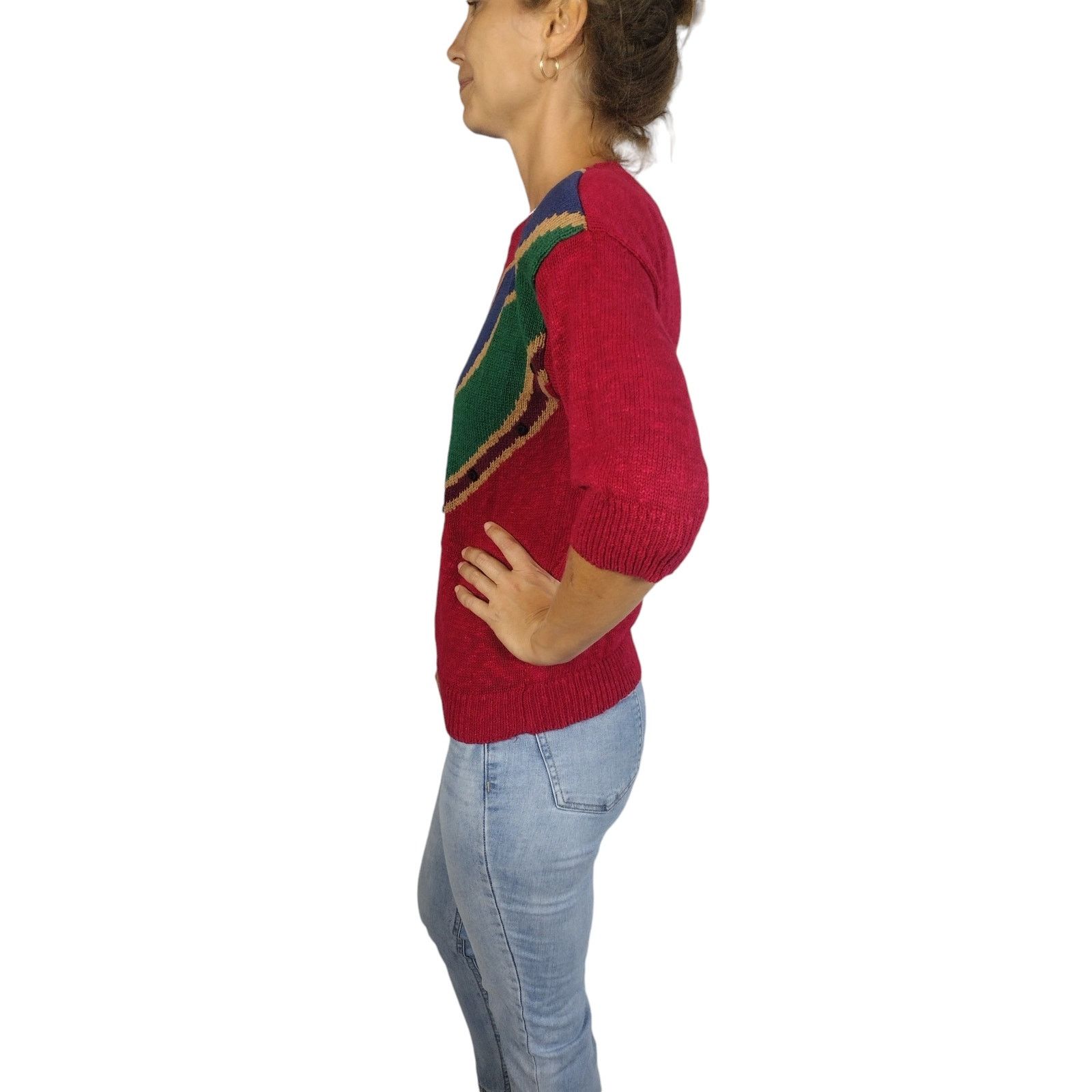 Vintage Vintage Round Neck Jewel Tone Sweater Size S / US 4 / IT 40 - 3 Thumbnail