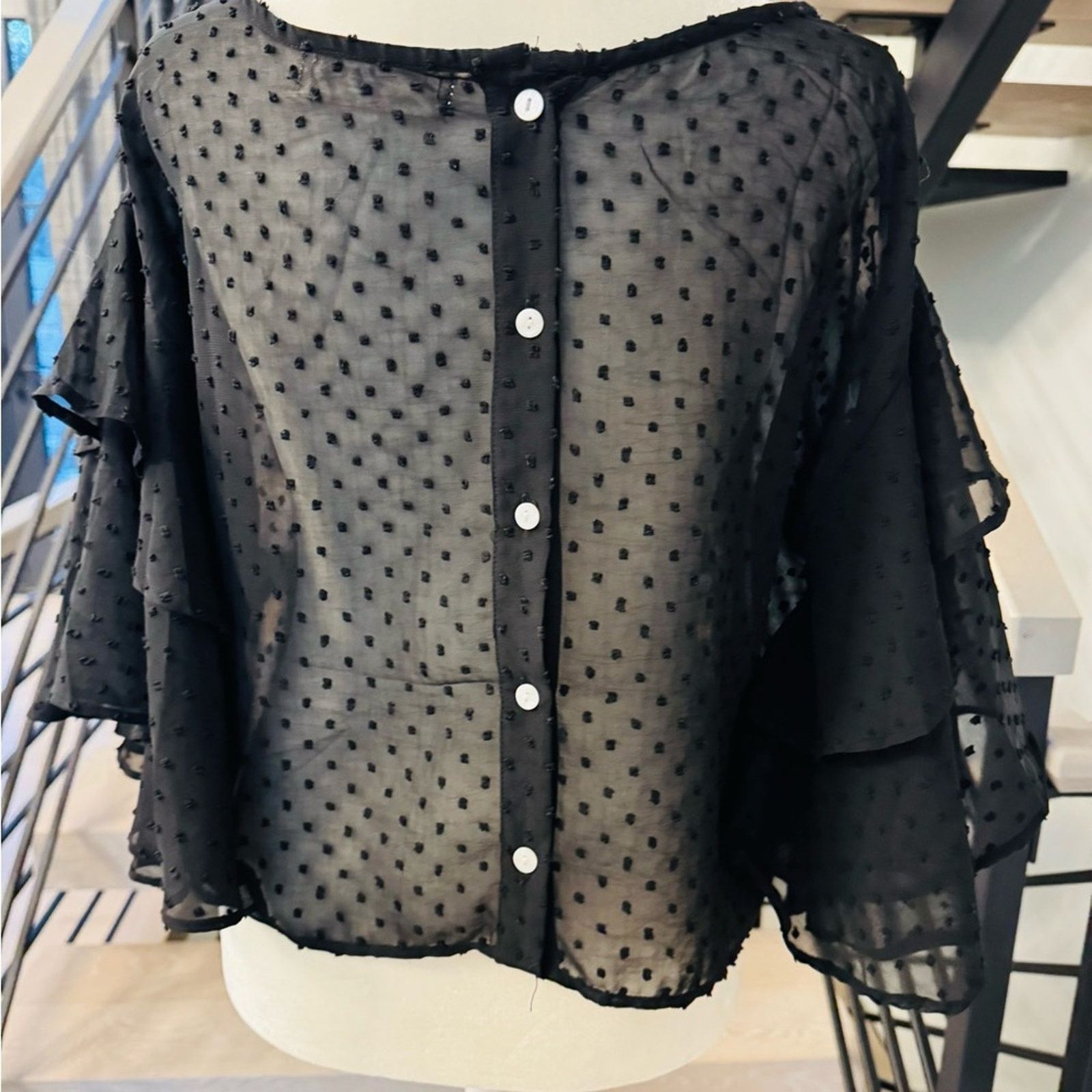 Other New Black Sheer Women's Top with wide sleeves size S Size S / US 4 / IT 40 - 6 Thumbnail