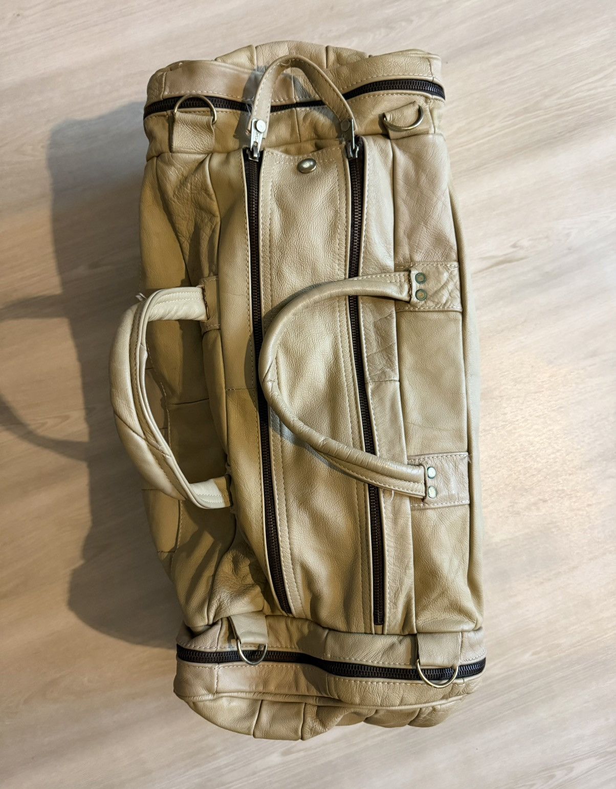 Vintage Vtg 70s 80s Geuine Leather Patchwork Duffle Bag Gym Travel Size ONE SIZE - 7 Thumbnail