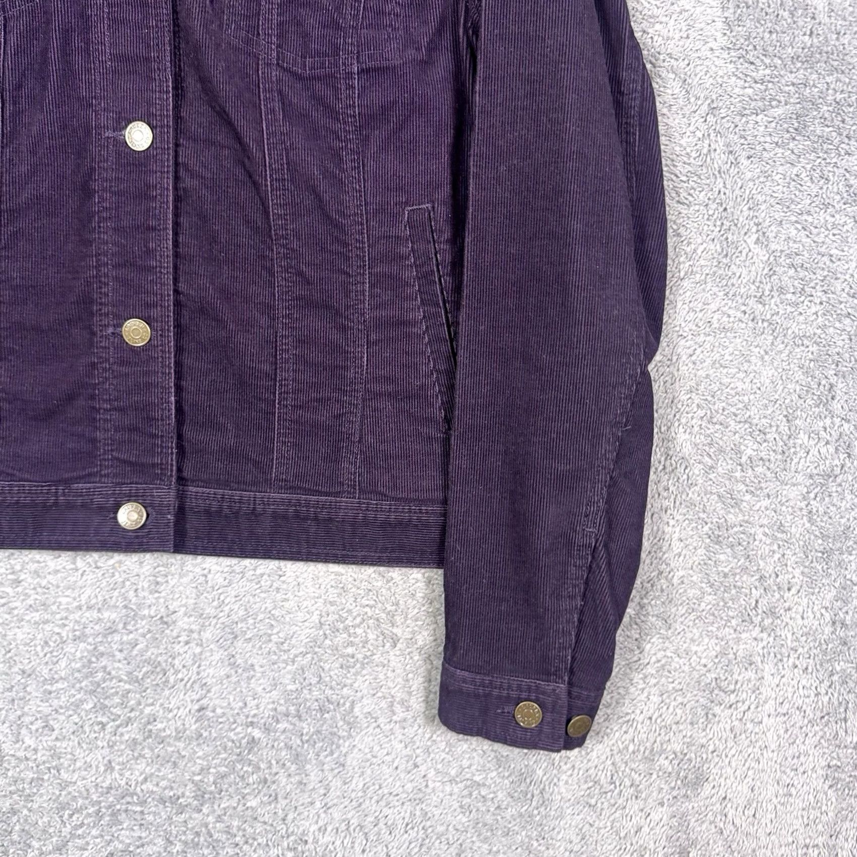 Polo Ralph Lauren VINTAGE Polo Ralph Lauren Jacket Womens M Corduroy Trucker Purple 90s USA Button Long Sleeve Short Coat/Outerwear Size 32" / US 10 / IT 46 - 2 Thumbnail