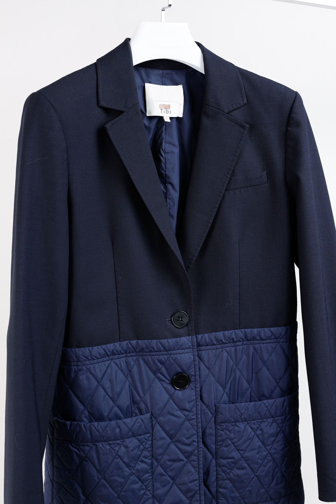 Tibi Tibi Quilted Combo Navy Blazer Jacket Size M / US 6-8 / IT 42-44 - 3 Thumbnail