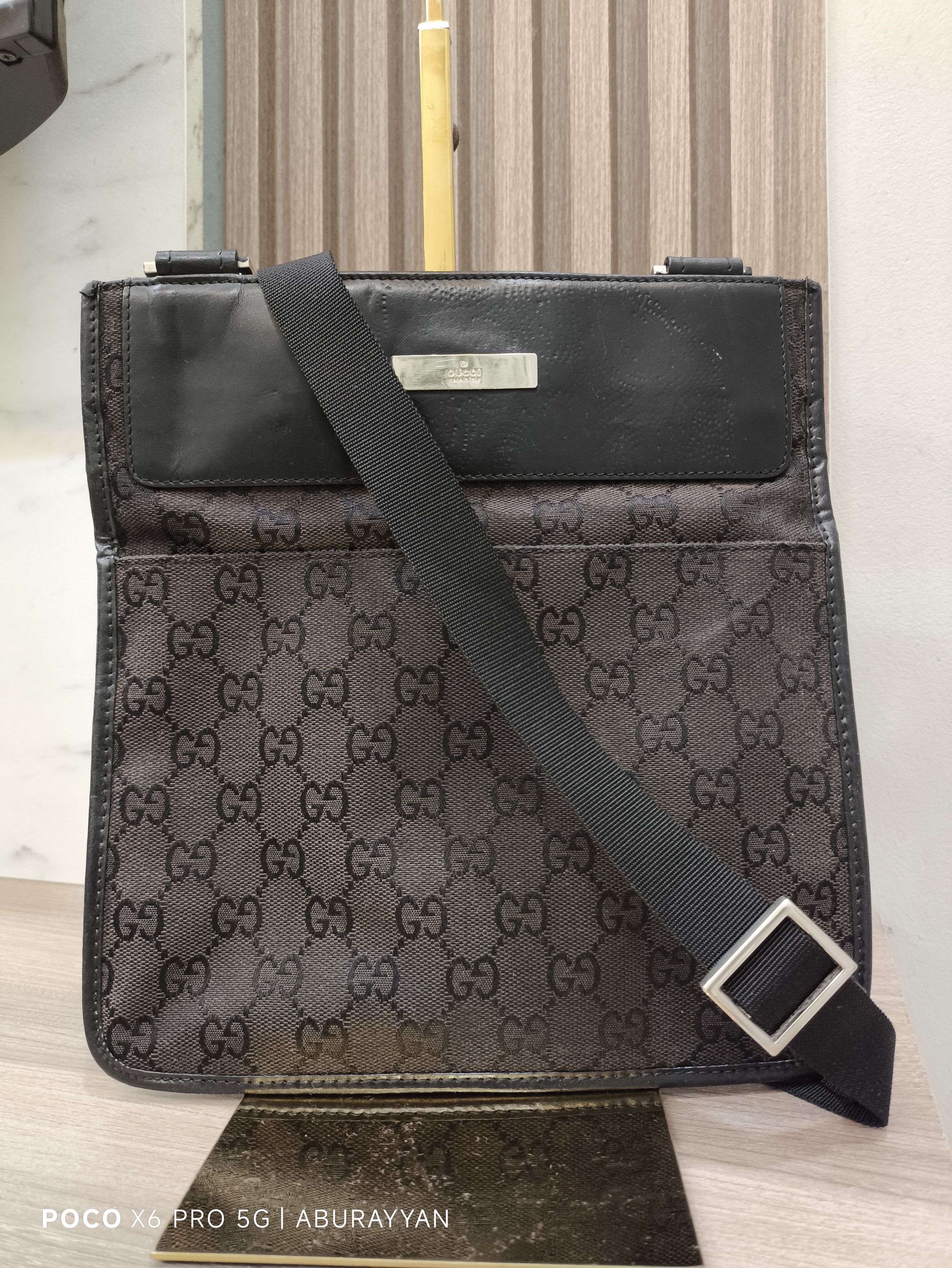 Gucci Gucci Black GG Canvas Crossbody Bag Size ONE SIZE - 1 Thumbnail