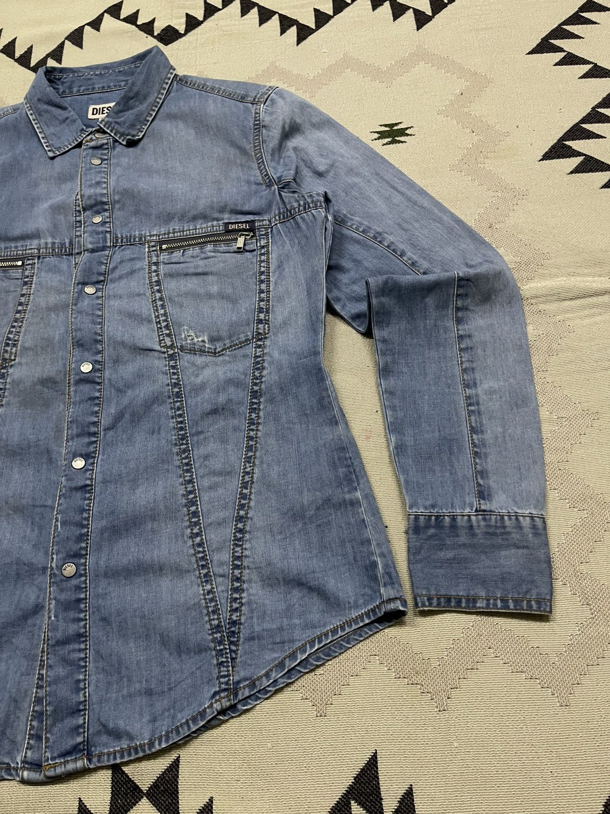 Diesel 2000s DIESEL BLUE DENIM BLOUSE WESTERN SNAP BUTTON SHIRT Size S / US 4 / IT 40 - 5 Thumbnail
