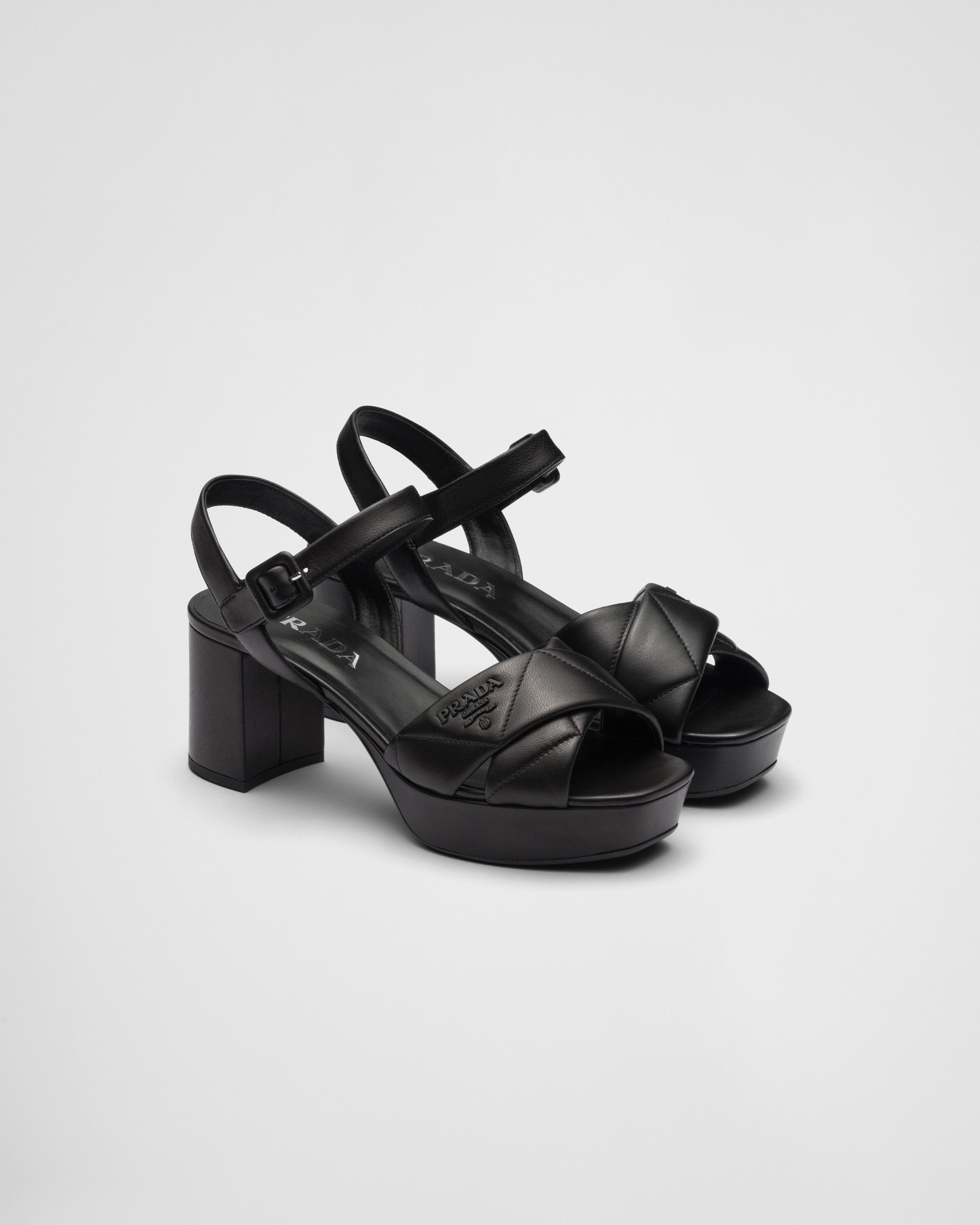Prada Prada 65mm Quilted Platform Sandal Ankle Strap Block Heel 38 Size US 8 / IT 38 - 3 Thumbnail