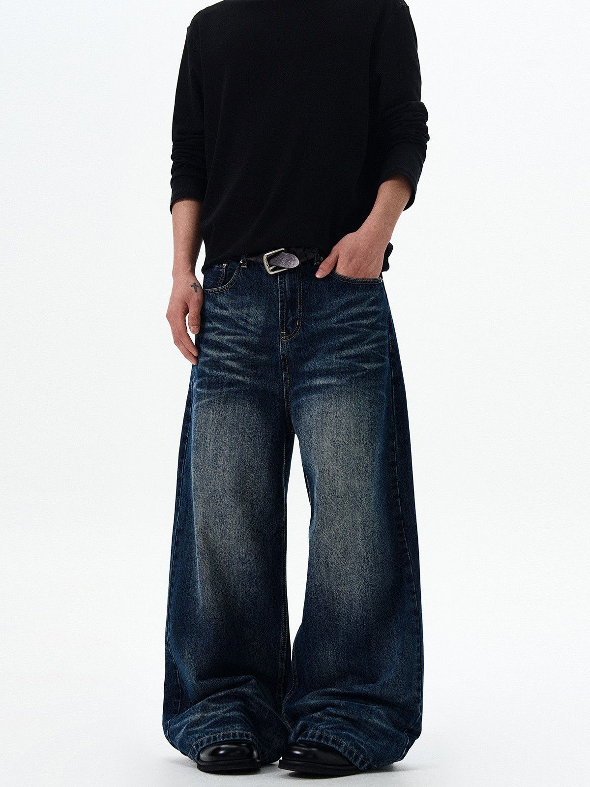 Vintage Men's American Street Loose-Fit Straight-Leg Washed Jeans Size US 33 - 3 Thumbnail