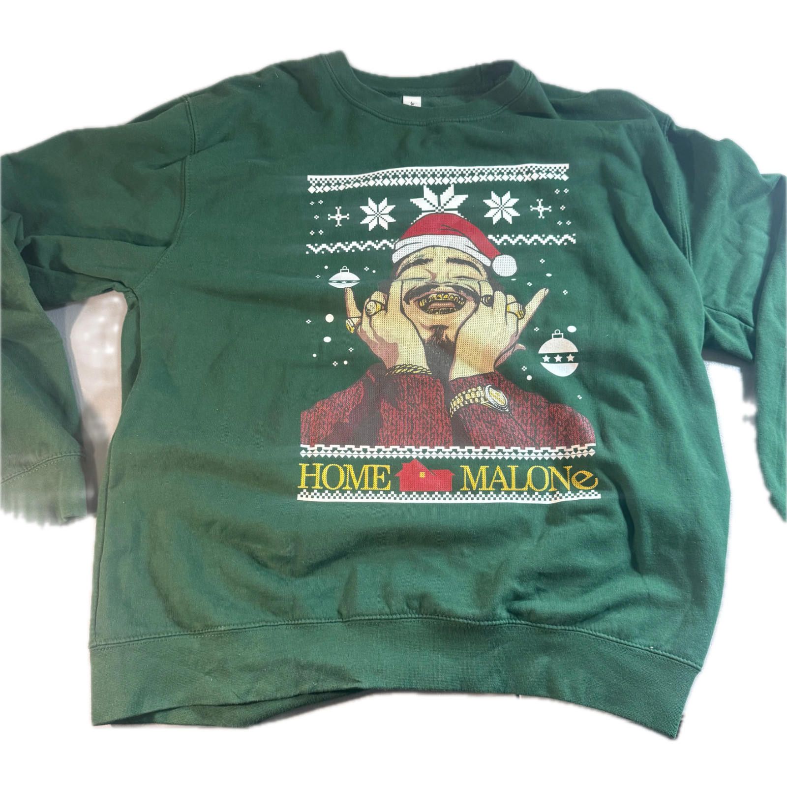 The Unbranded Brand Post Malone Christmas Home Alone Green Sweatshirt Mens XL Size US XL / EU 56 / 4 - 1 Thumbnail