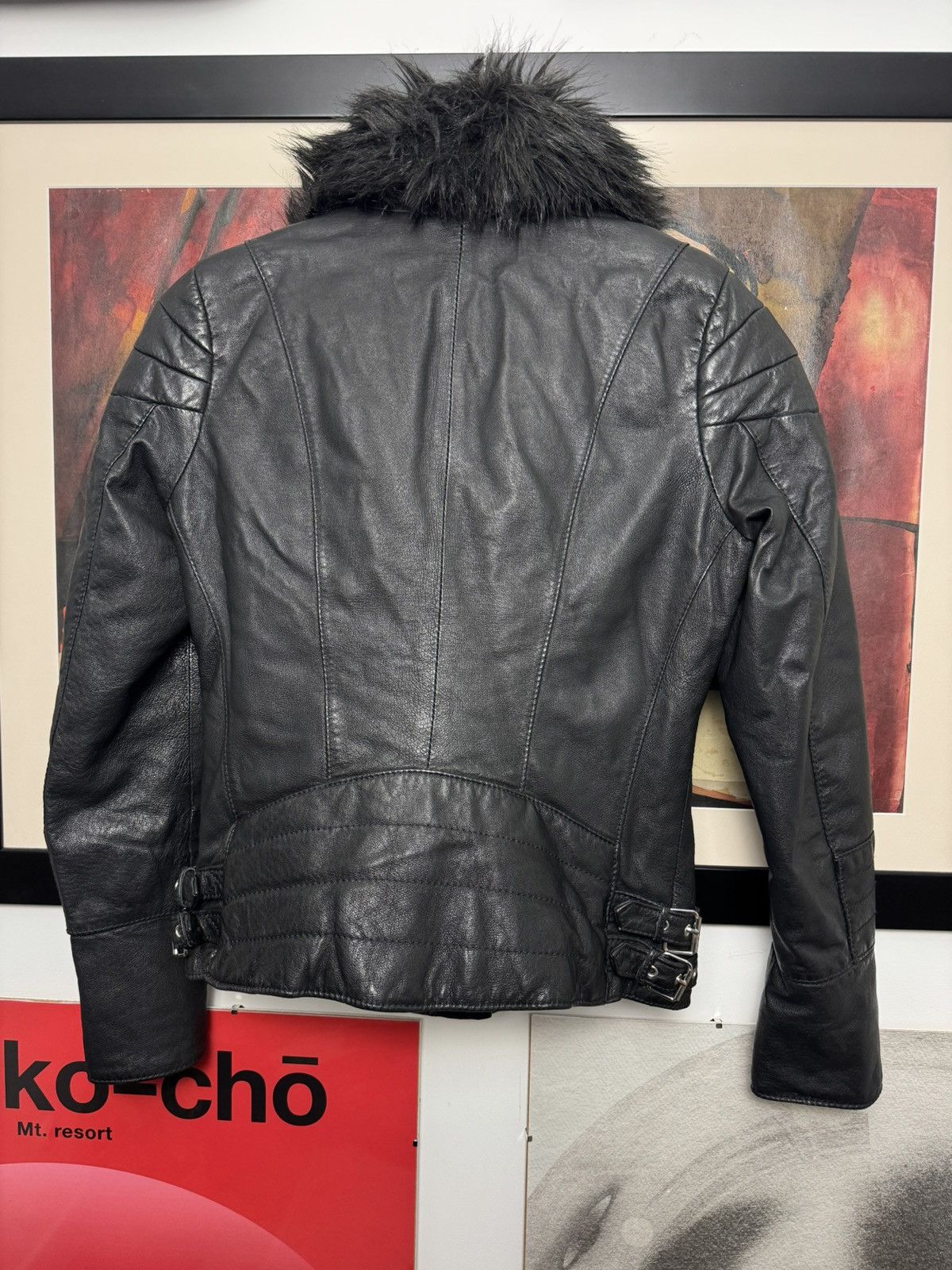 Leather Vintage 90s Black Leather Jacket Punk Rock Women Rare Fur Size S / US 4 / IT 40 - 4 Thumbnail