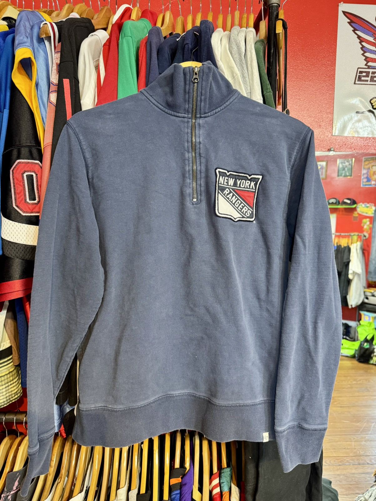 NHL × Vintage New York Rangers Vintage 3/4 Zip Sweater Sweatshirt Size US M / EU 48-50 / 2 - 1 Thumbnail