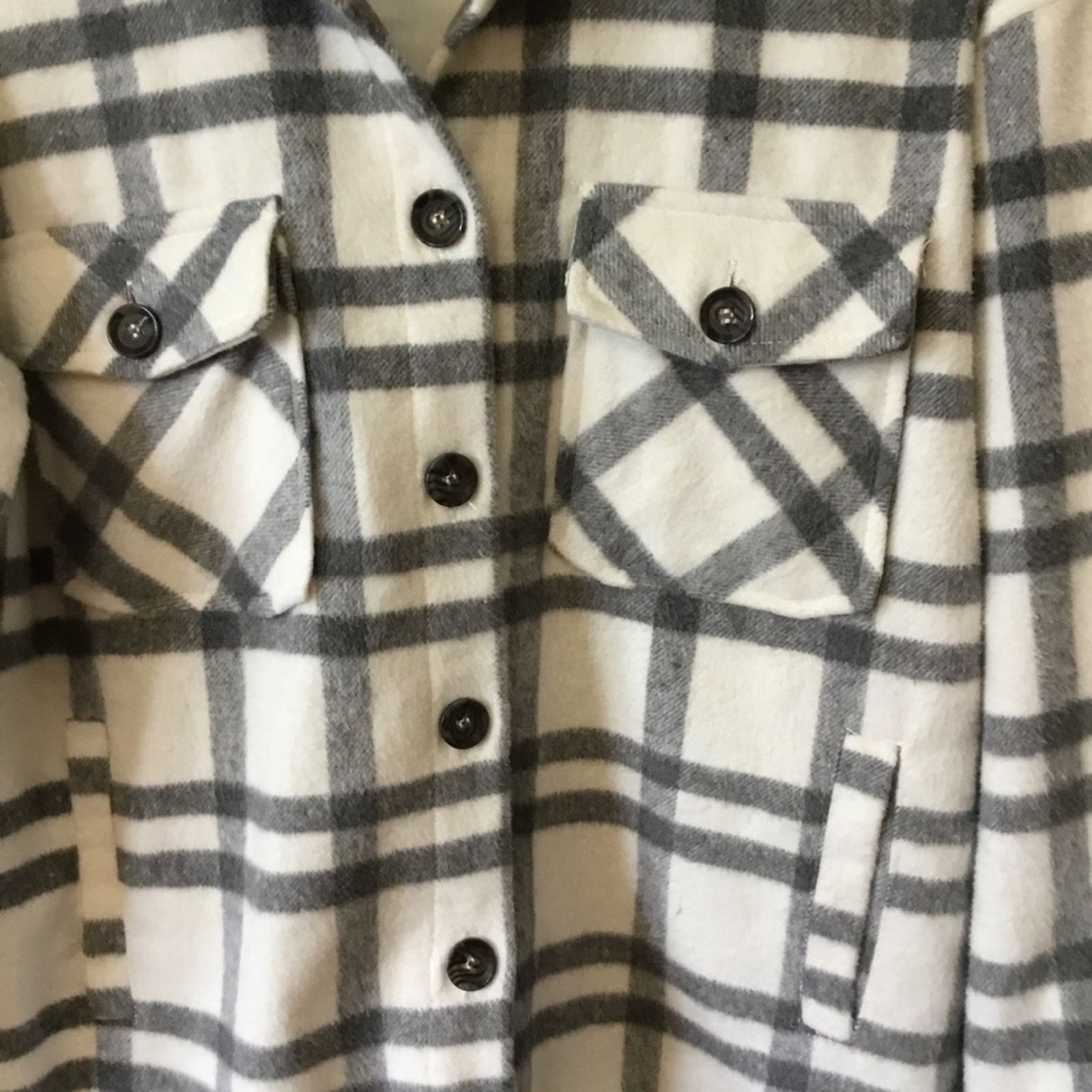 Other Thread & Supply Grey White Plaid Button Lined Jacket Size XS / US 0-2 / IT 36-38 - 4 Thumbnail