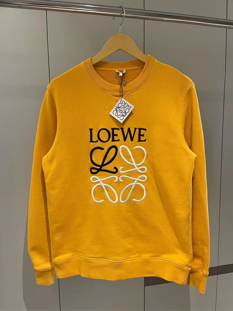LOEWE Yellow classic Logo embroidered round neck sweater