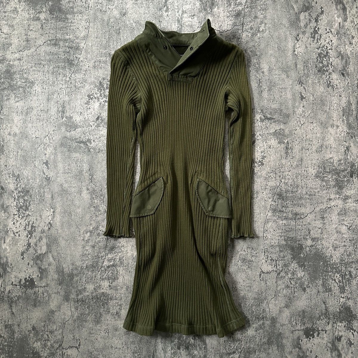 Junya Watanabe Runway AW10 “White Fur” Detachable Hood Ribbed-Knit Dress Size XS / US 0-2 / IT 36-38 - 9 Thumbnail