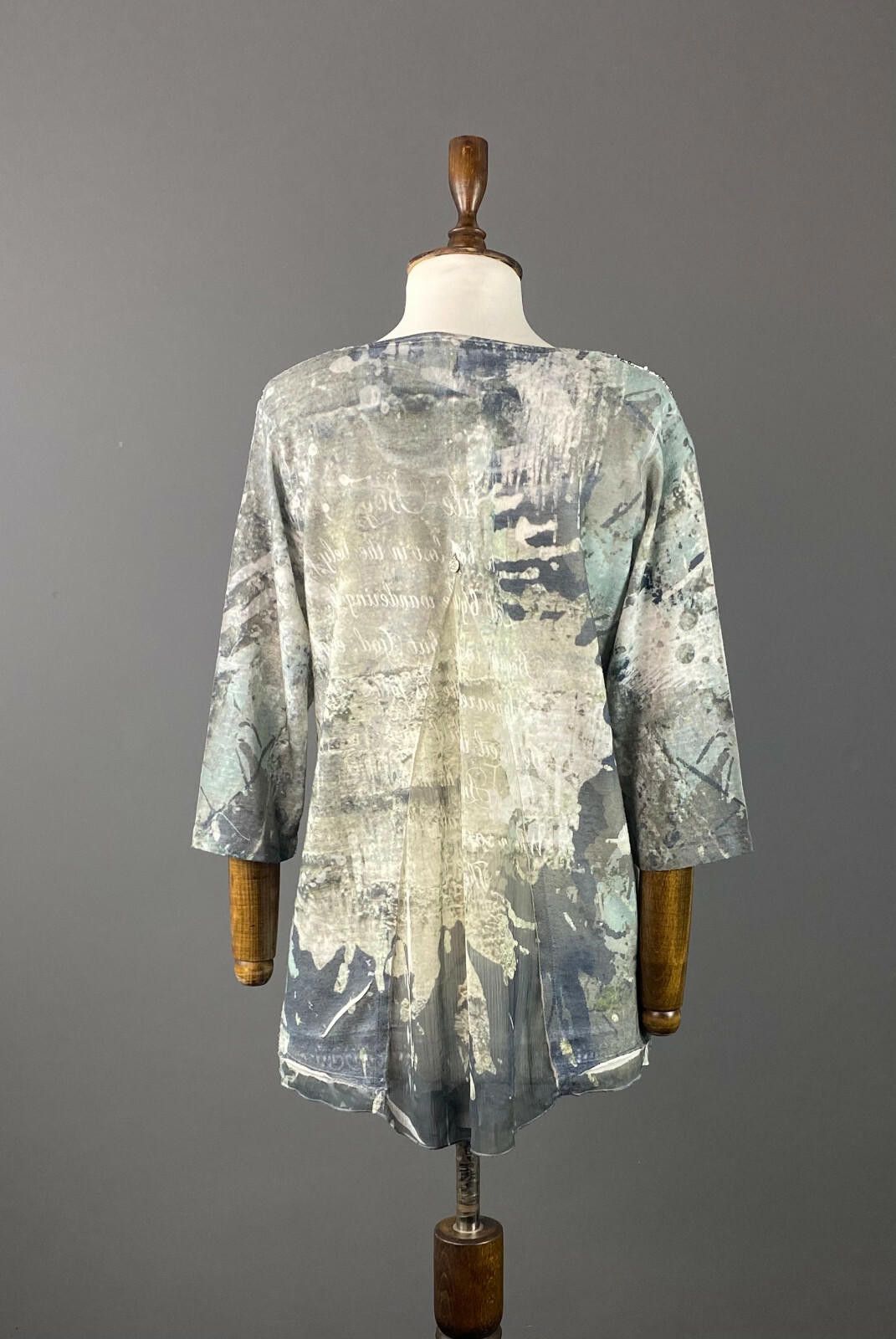 Designer Ladies Tredy Multicolor Patterned Mesh Top Blouse Size 40 Size M / US 6-8 / IT 42-44 - 6 Thumbnail