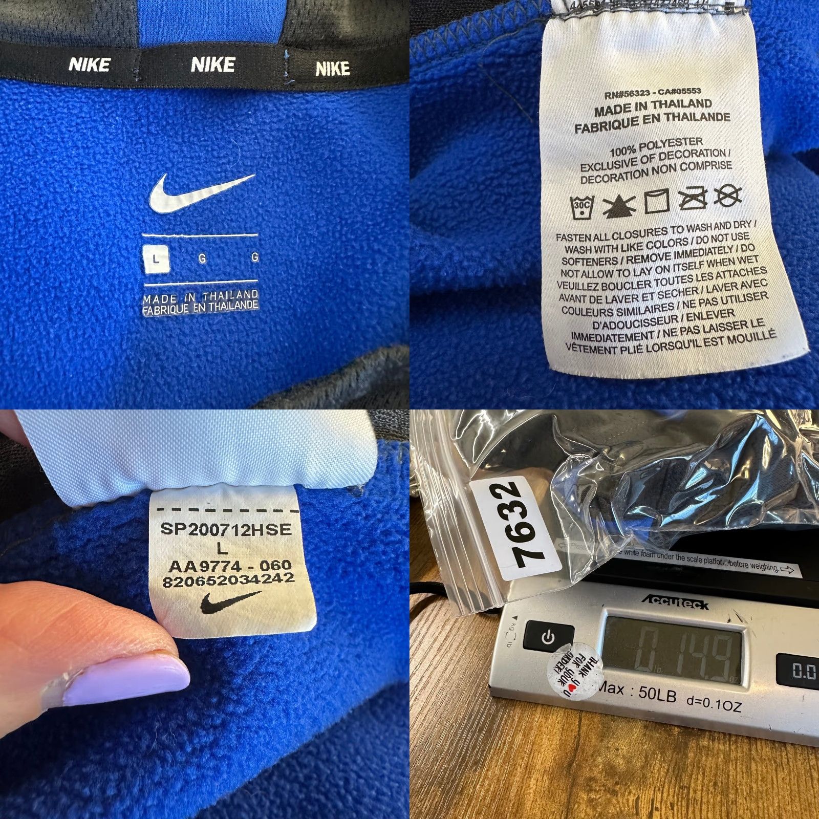 Nike Nike Baseball Mens Large Blue Grey Long Sleeve V-Neck Pullover Training Top Size US L / EU 52-54 / 3 - 8 Thumbnail