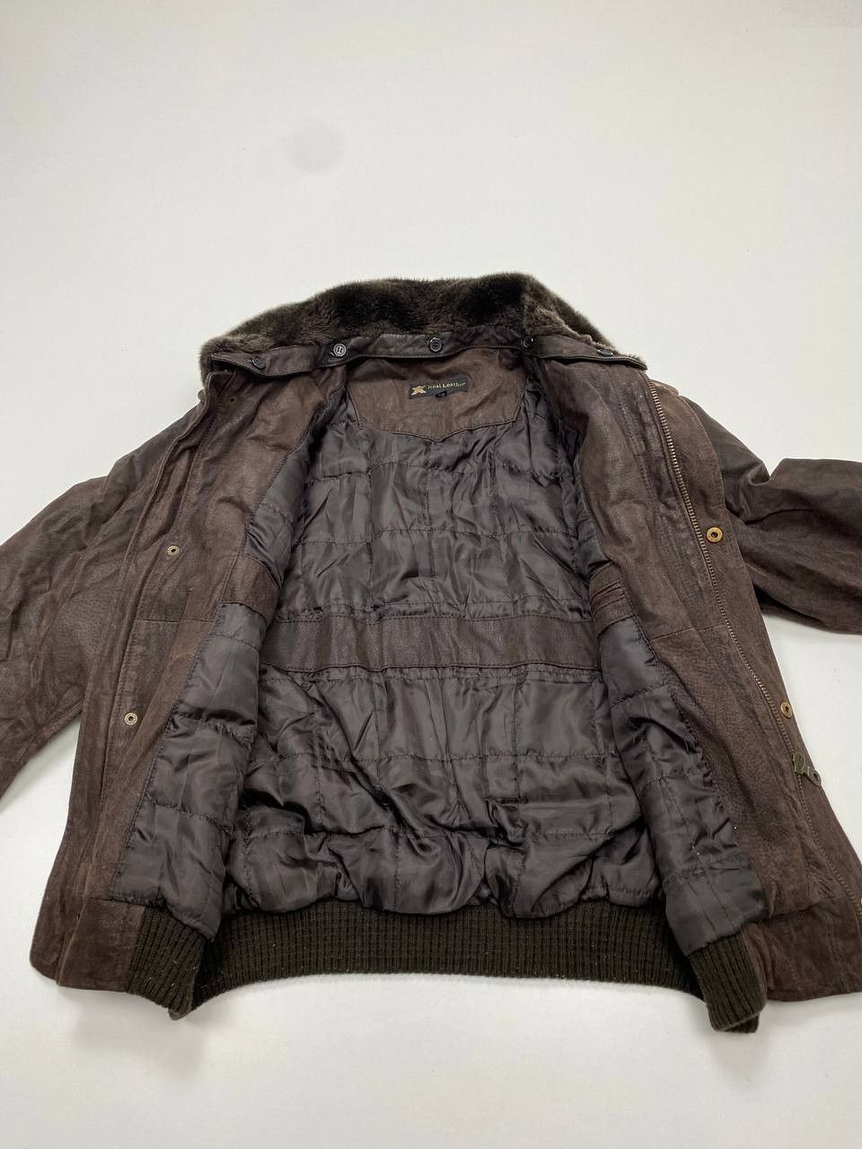 Vera Pelle Real Leather Mens Brown L Aviator Jacket with Fur Collar 90s Size US L / EU 52-54 / 3 - 5 Thumbnail