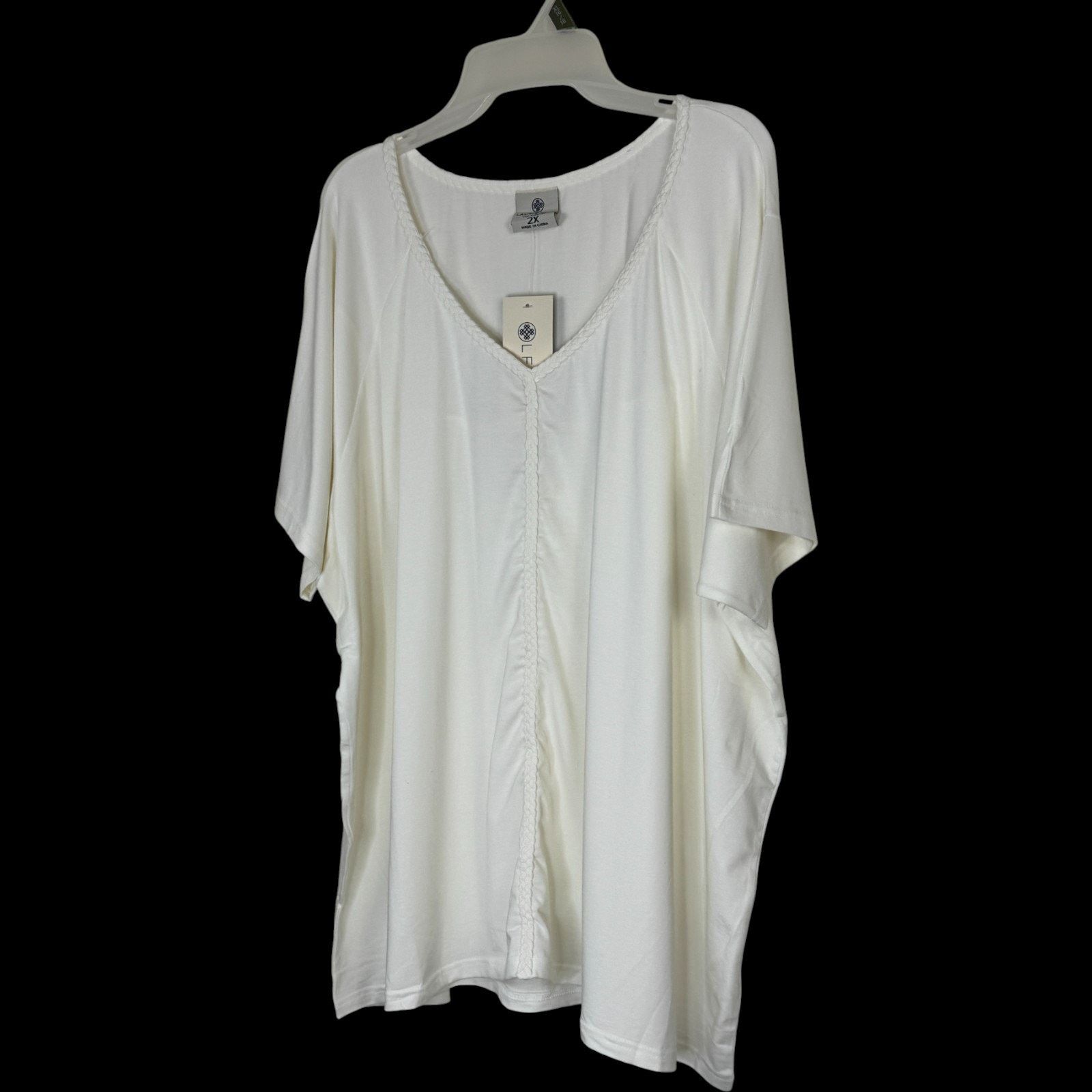 Other Laurie Felt 2X White Bamboo Blend V-Neck Tunic Top Size XXL / US 16-18 / IT 52-54 - 6 Thumbnail