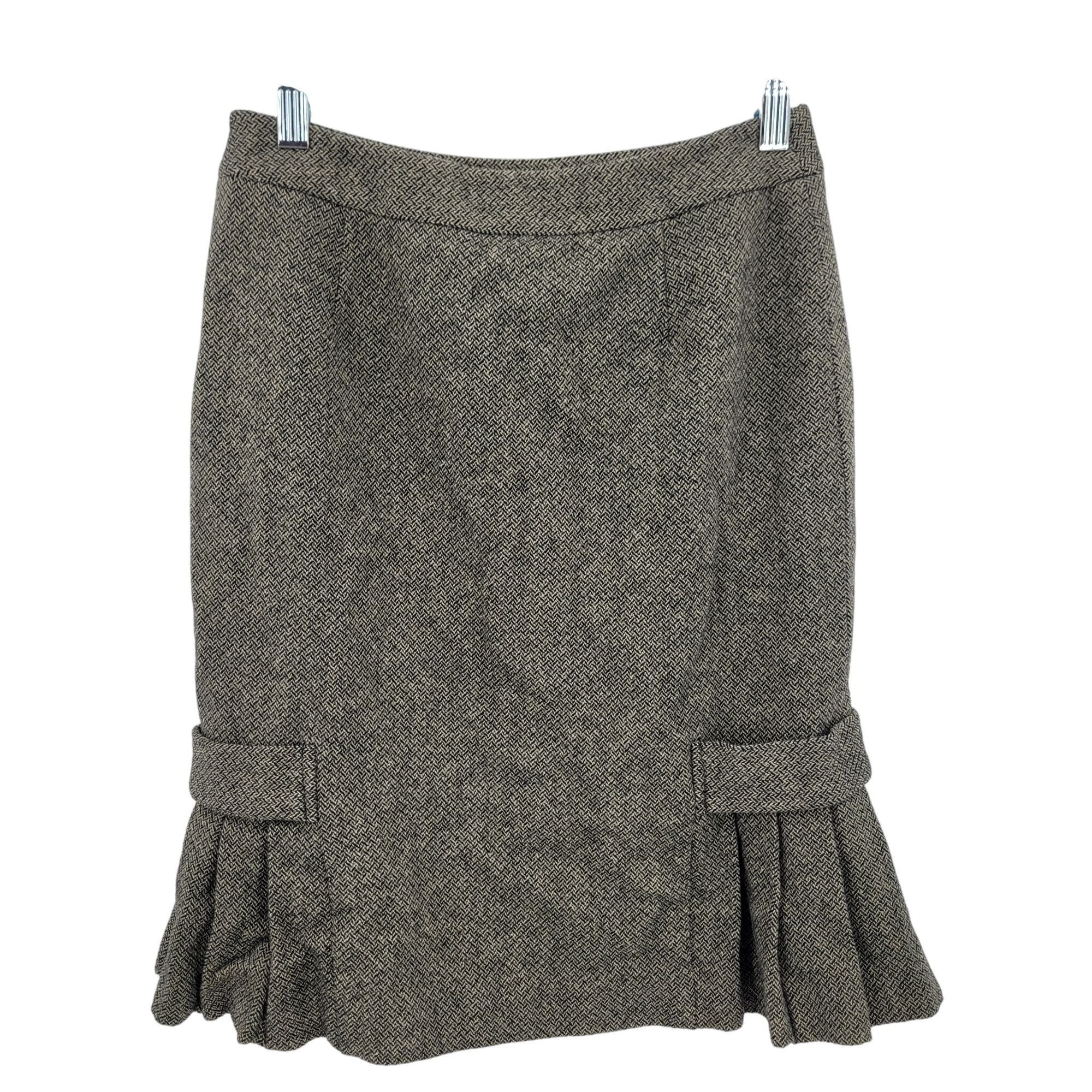 Banana Republic Vtg Y2K Banana Republic Herringbone Tulip Skirt Sz 0 Wool Gr Size 25" / US 0 / IT 36 - 6 Thumbnail