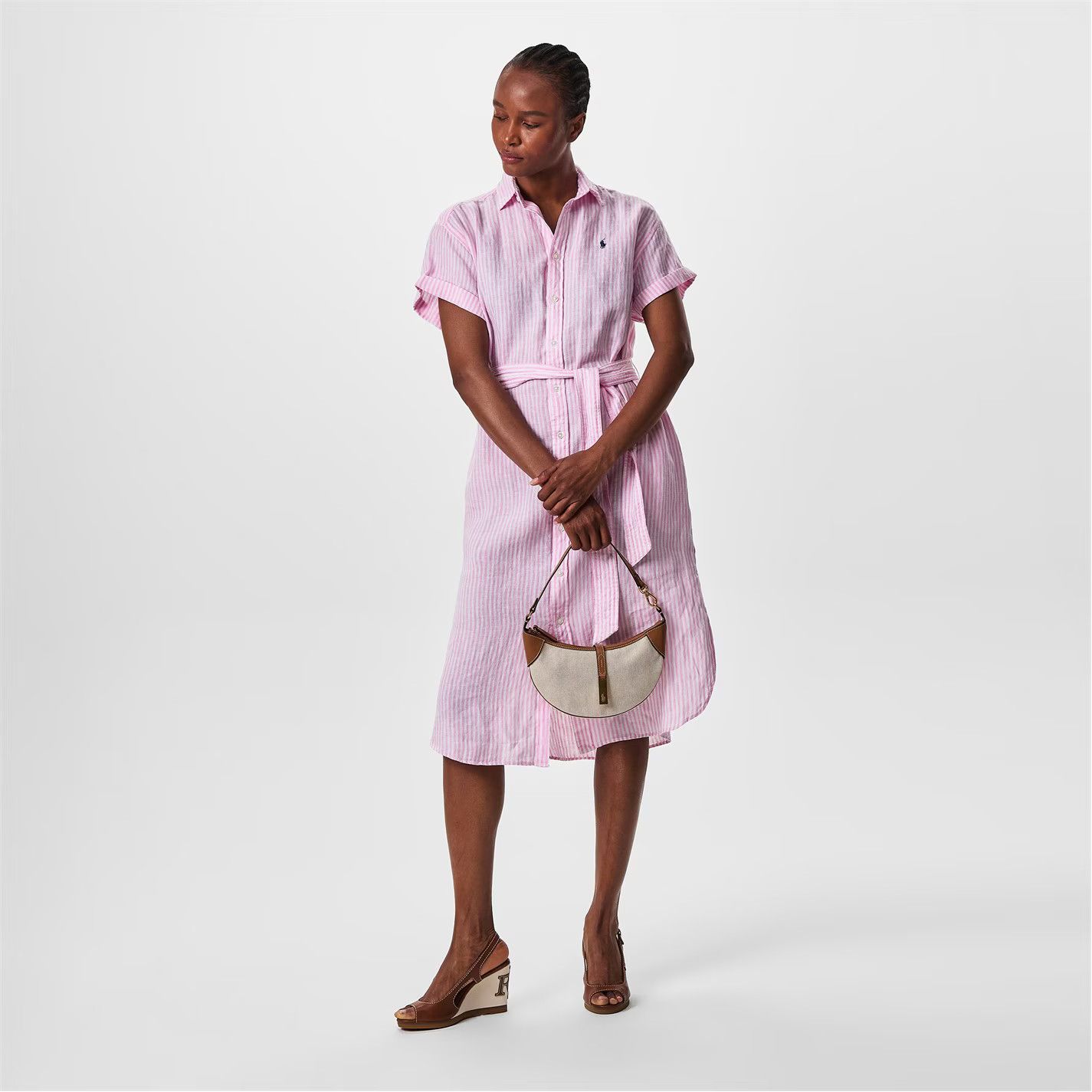 Polo Ralph Lauren o1g2r1mq0825 Polo Shirt Dress in White/Pink Size L / US 10 / IT 46 - 6 Thumbnail