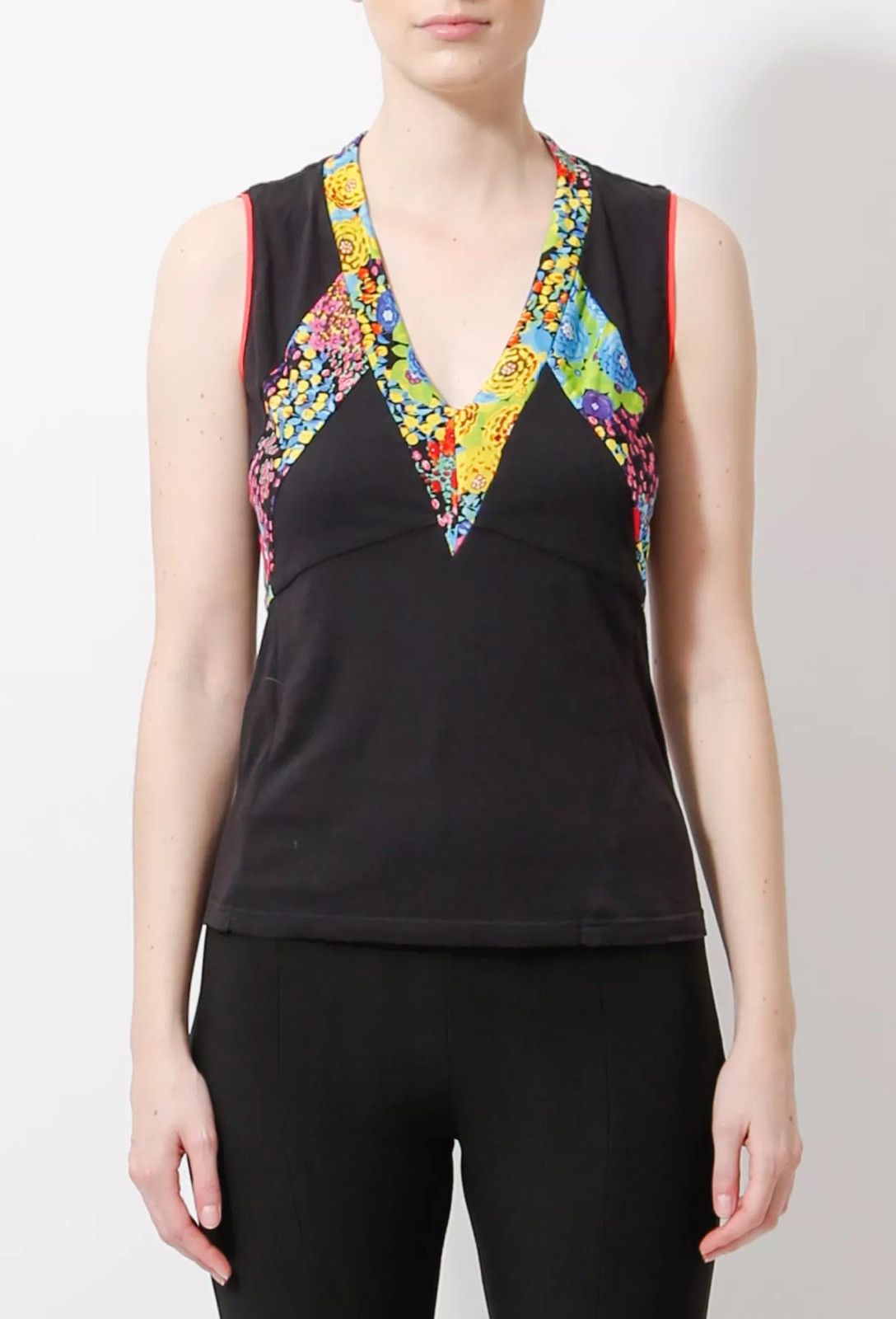 Paris Multicolor Floral Tank Top 2004 Vintage 2000s