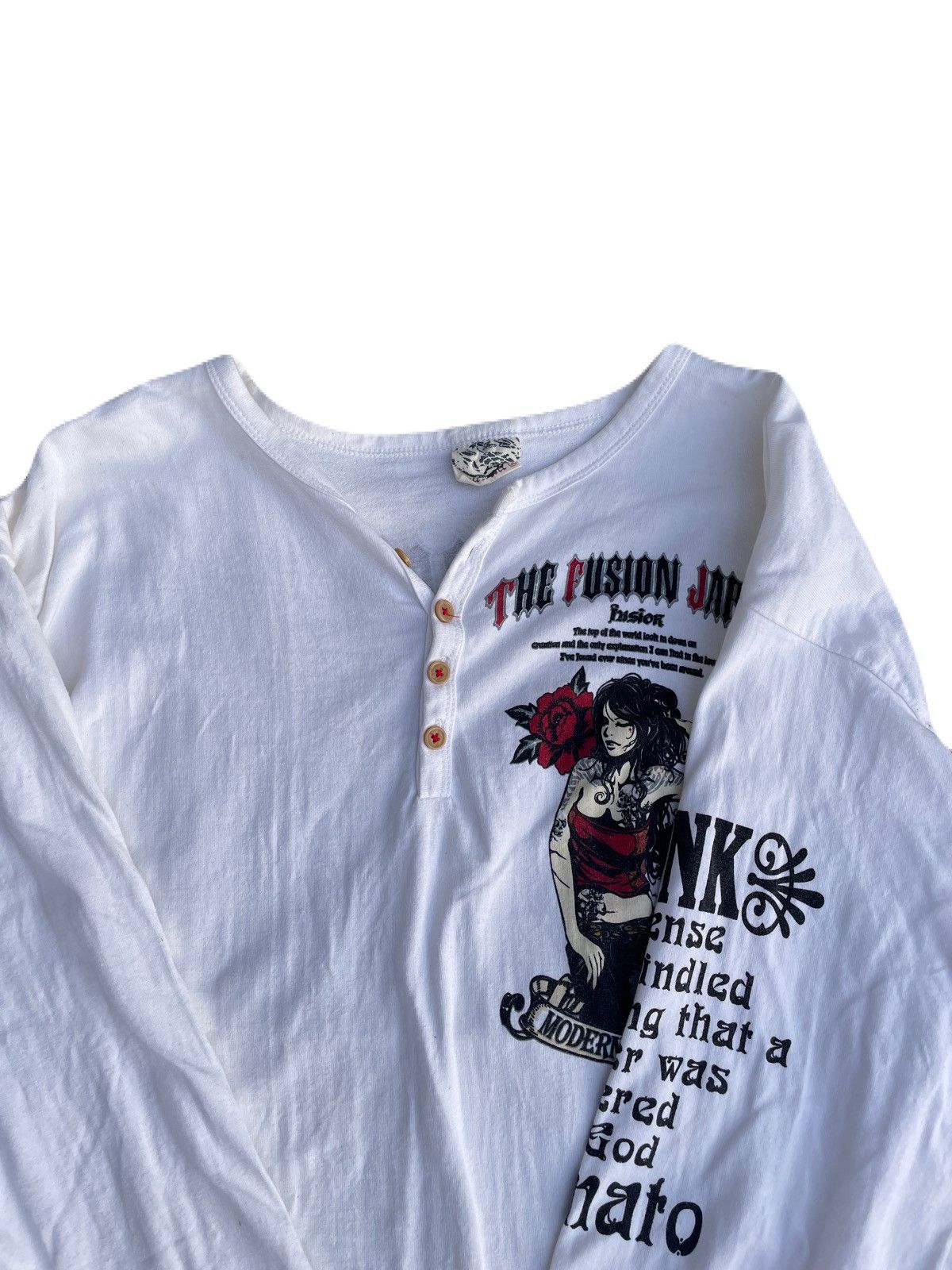 If Six Was Nine 2000s Japanese archive Yakuza girl Sukajan Long Sleeve Tee Size US L / EU 52-54 / 3 - 6 Thumbnail