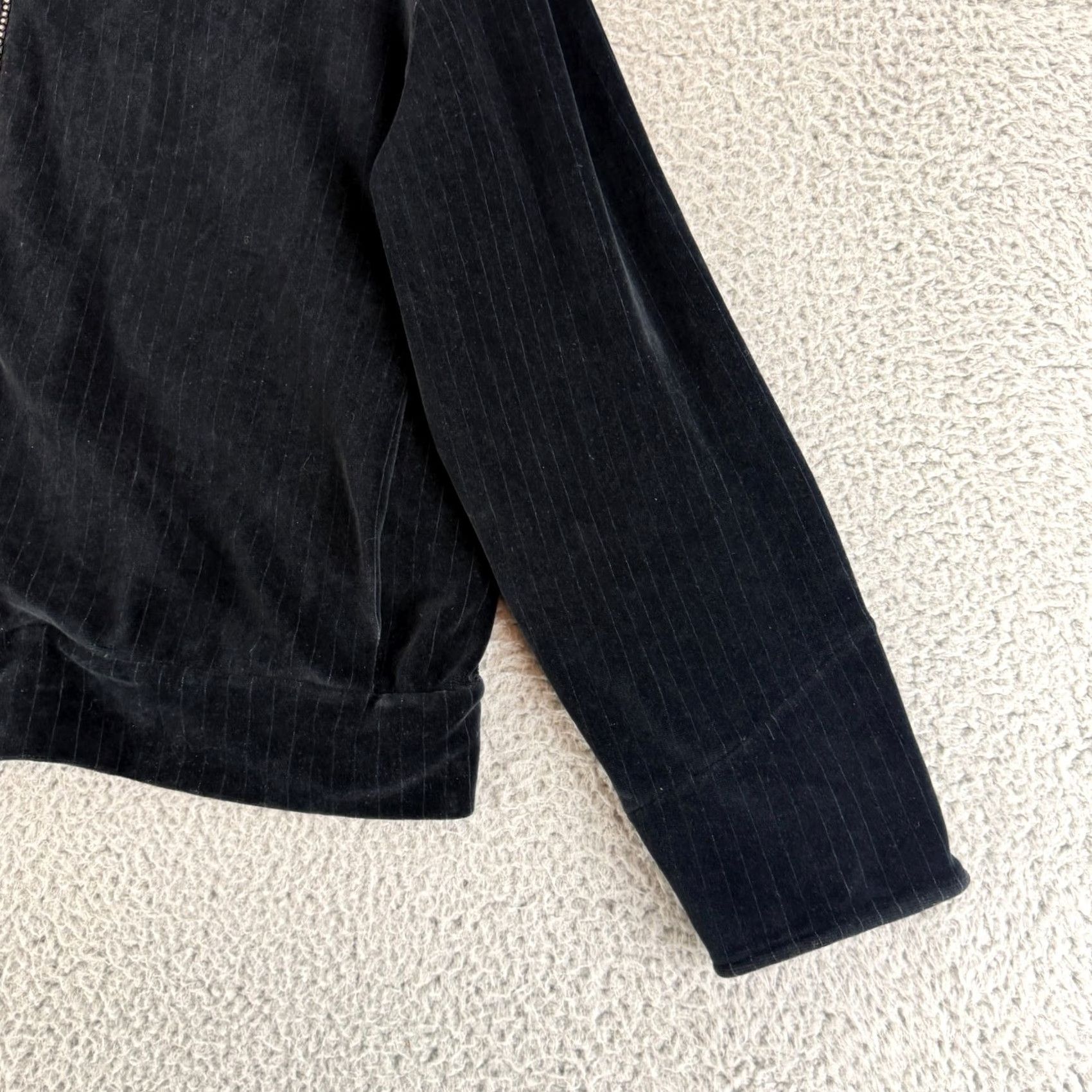 St. John St. John Sport Track Jacket Womens Large Velour Black Pinstripe Full Zip LS VTG Size L / US 10 / IT 46 - 3 Thumbnail