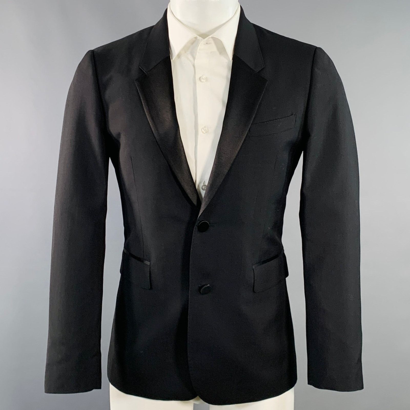 Burberry Prorsum BURBERRY PRORSUM Black Wool Mohair Silk Tuxedo Sport Coat Size 38R - 1 Thumbnail