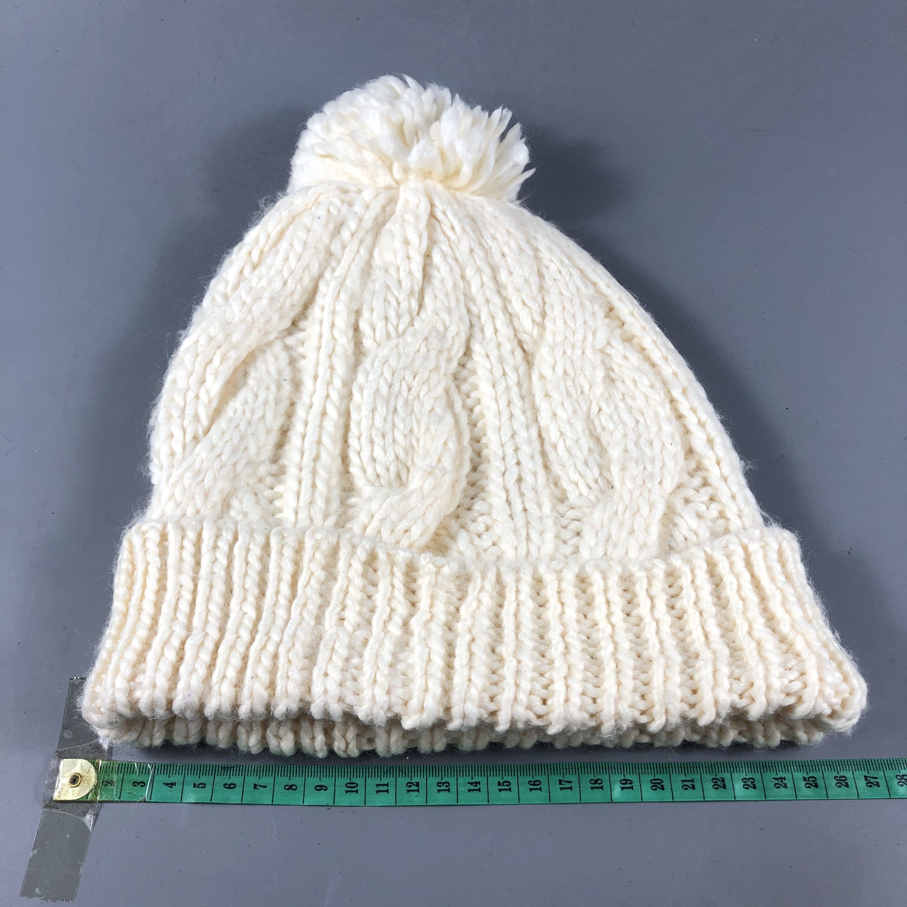 Vintage Glared Cable Knit Bobble Beanie Snowcap Snow Hat B754 Size ONE SIZE - 3 Thumbnail