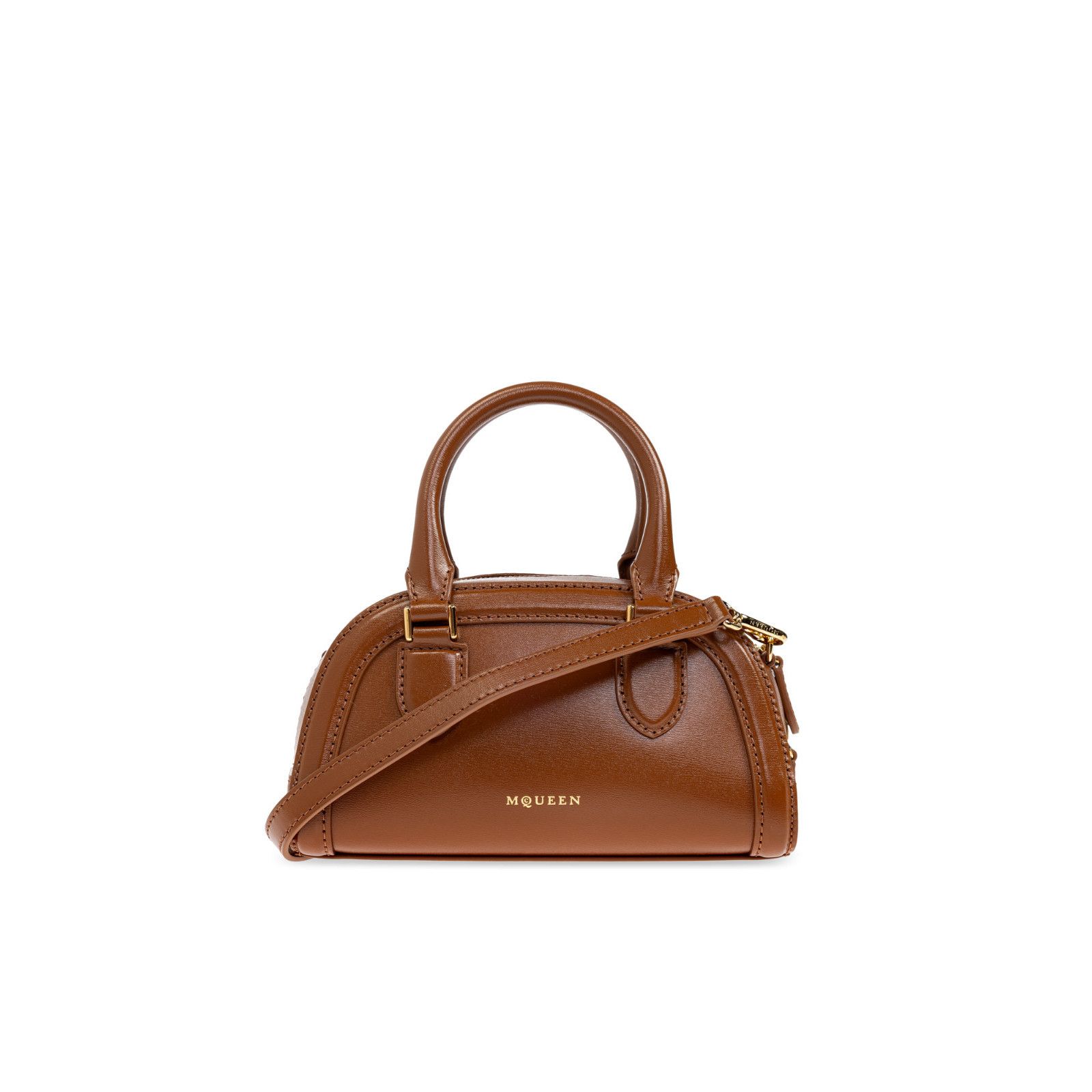 Alexander McQueen ALEXANDER MCQUEEN Birdee Mini Brown Leather Top Handle Bag N Size ONE SIZE - 1 Thumbnail
