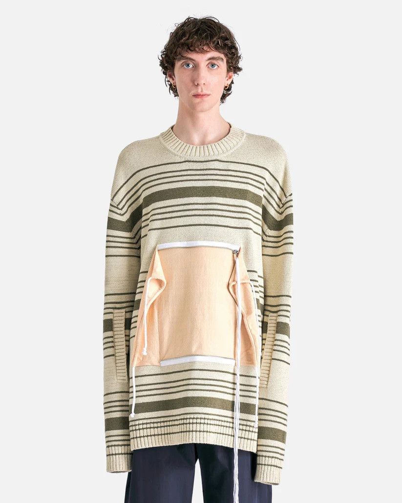 o1s1v1r1oon0925 Zip Pocket Stripe Jumper in Multicolor