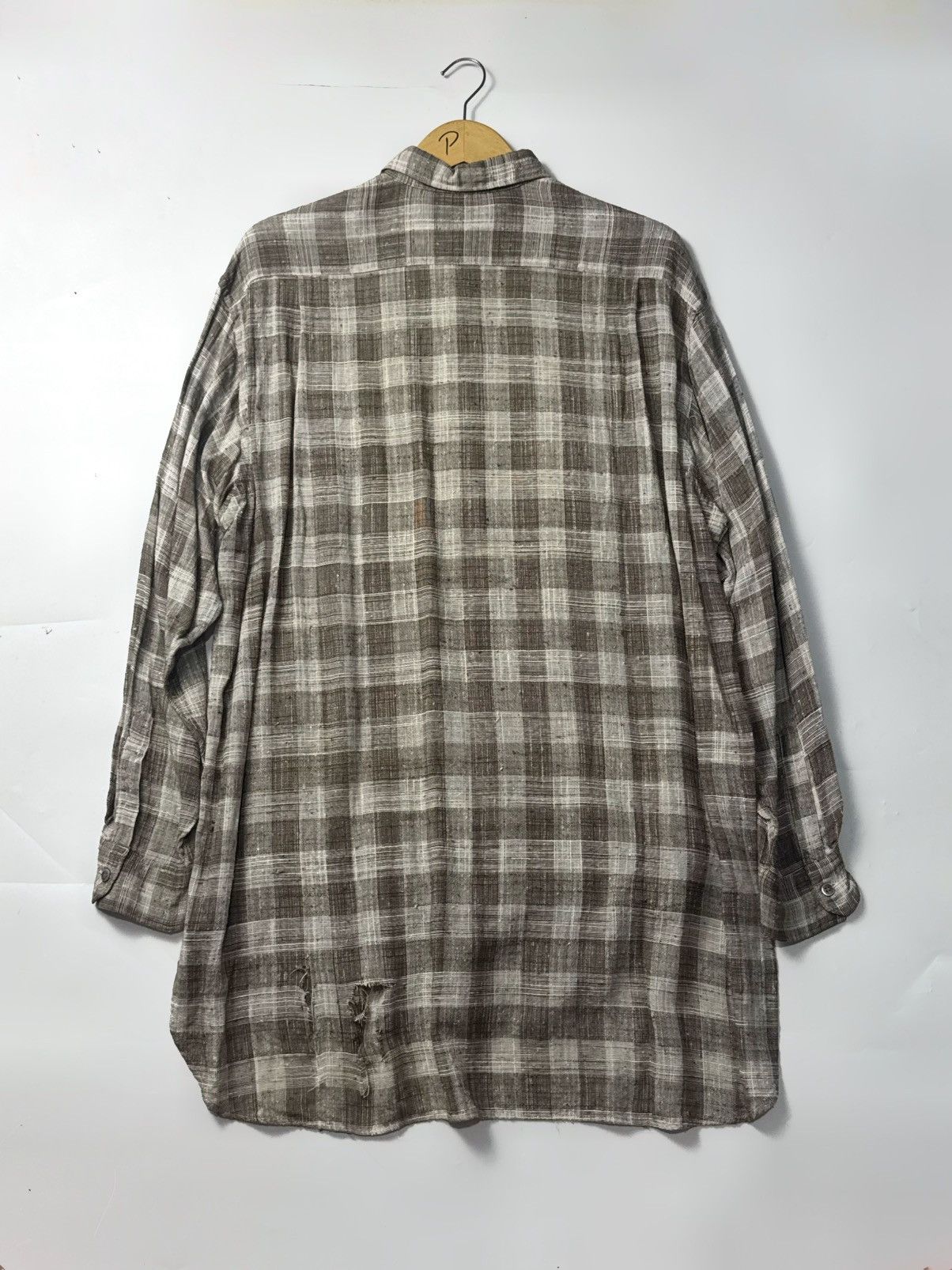 Y's for Men × Yohji Yamamoto Yohji Yamamoto Plaid Rayon Shirt Ysforman Distressed Size US XL / EU 56 / 4 - 2 Thumbnail