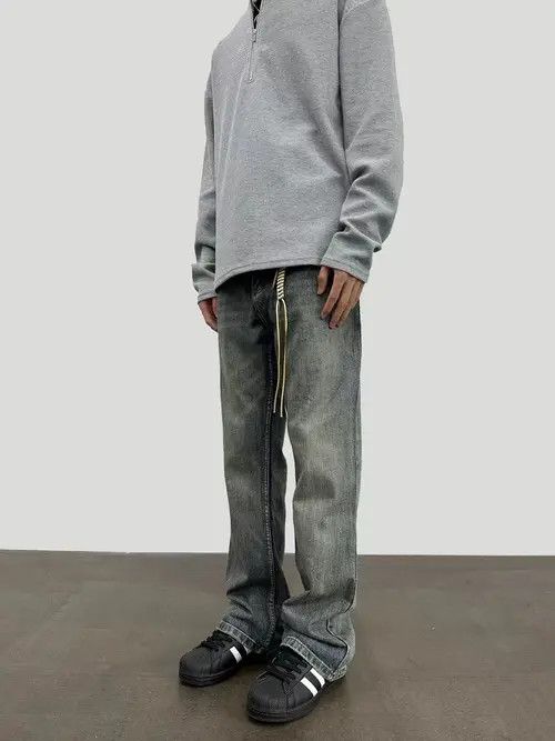 VIBE Street washed and aged micro flare vintage jeans Size US 32 / EU 48 - 8 Thumbnail