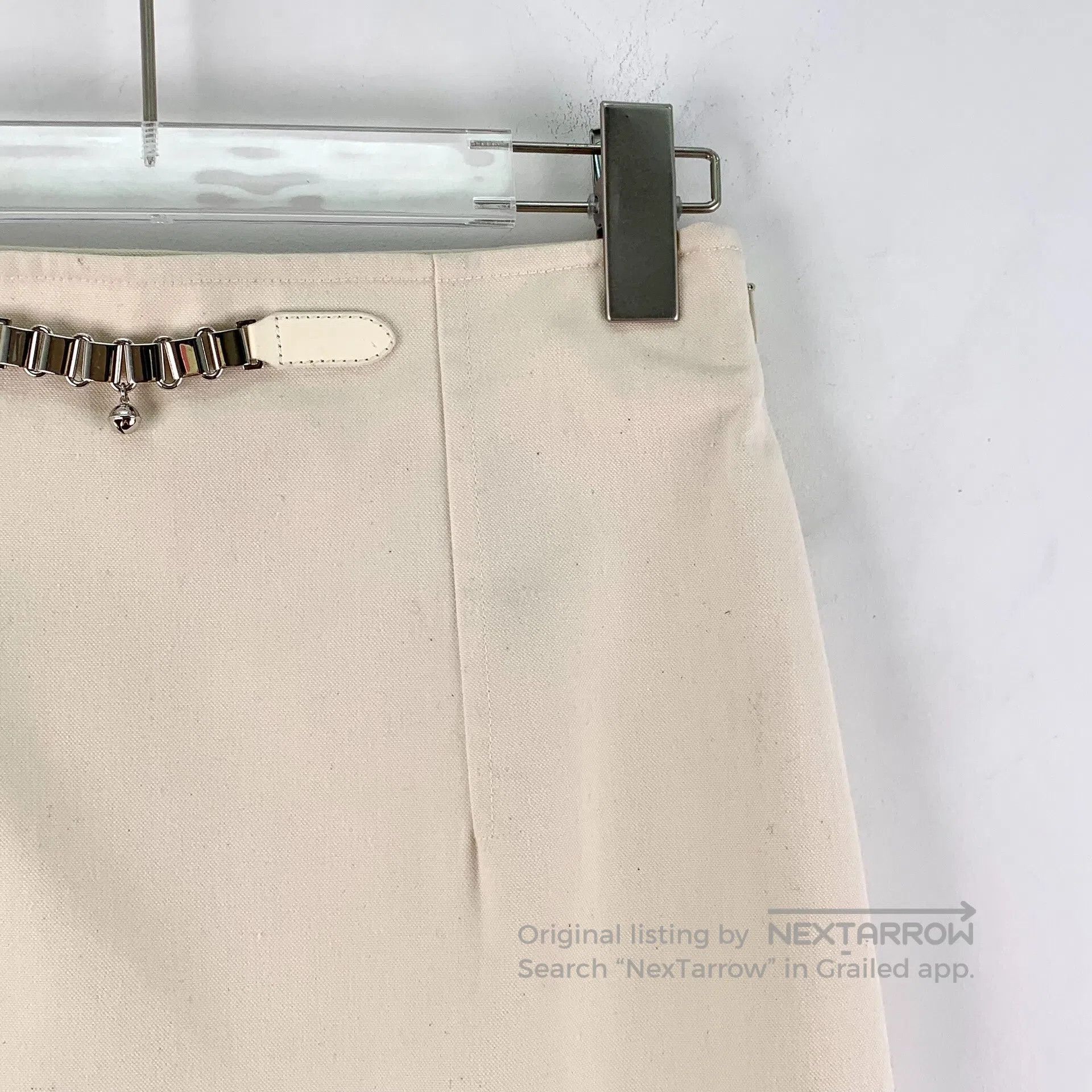 Hermes Hermes Beige bell chain decoration cotton casual half skir Size 33" - 4 Thumbnail