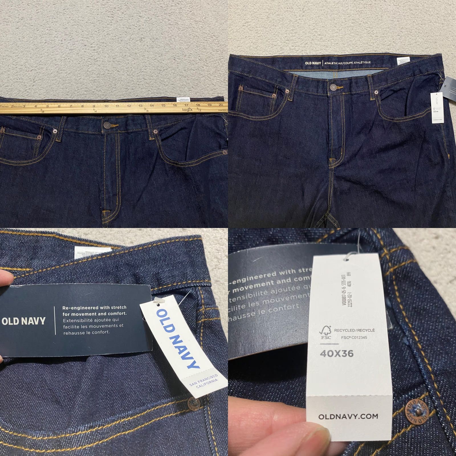 Old Navy Old Navy Jeans Blue Denim Dark Wash 40x36 NWT Mens Straight Mid Rise 5-Pocket Denim Cotton Size US 40 / EU 56 - 8 Thumbnail