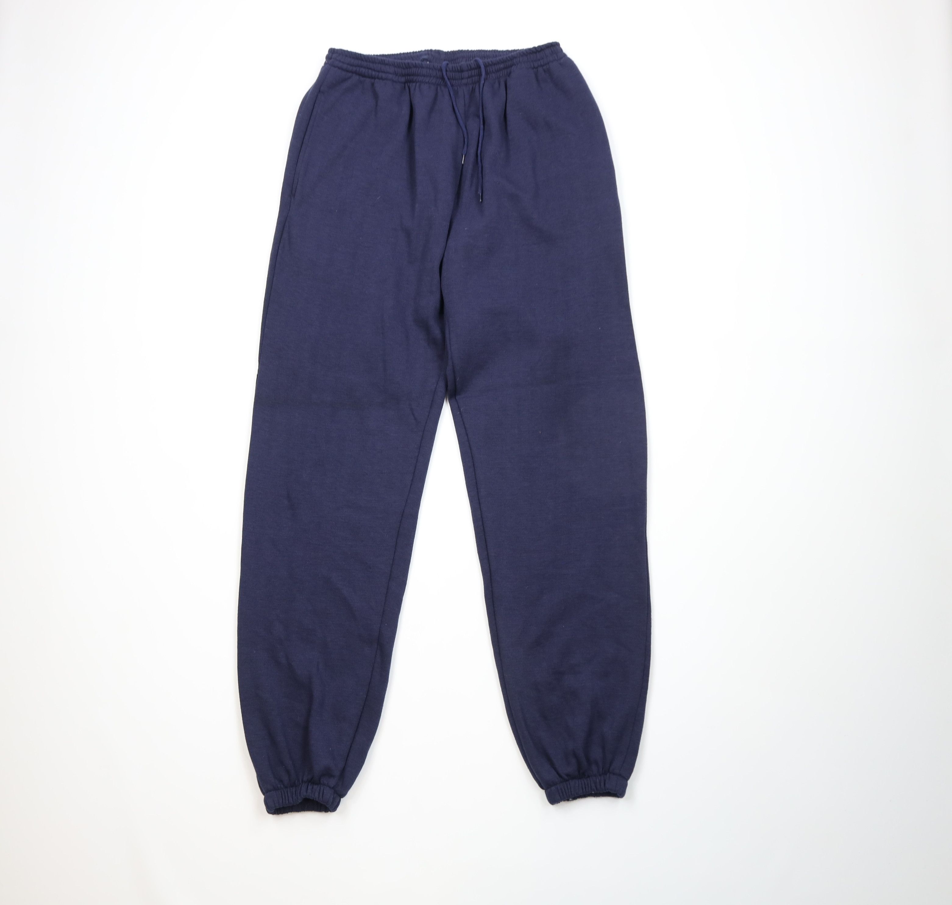 Vintage Vintage 90s Streetwear Blank Cuffed Sweatpants Joggers Blue Size US 34 / EU 50 - 1 Thumbnail